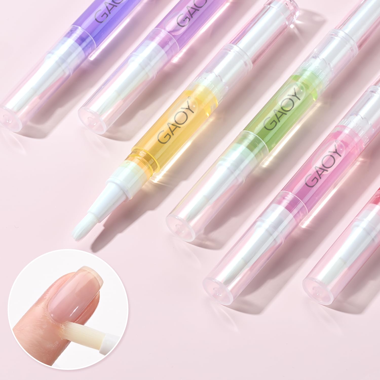 GAOY 6Pcs Cuticle Oil Pen Set with Vitamin E - Professional Manicure & Pedicure Kit for Nail Growth, Repair & Revitalization - Perfect for Home Nail Care, Salon Treatments & DIY Nail Maintenance