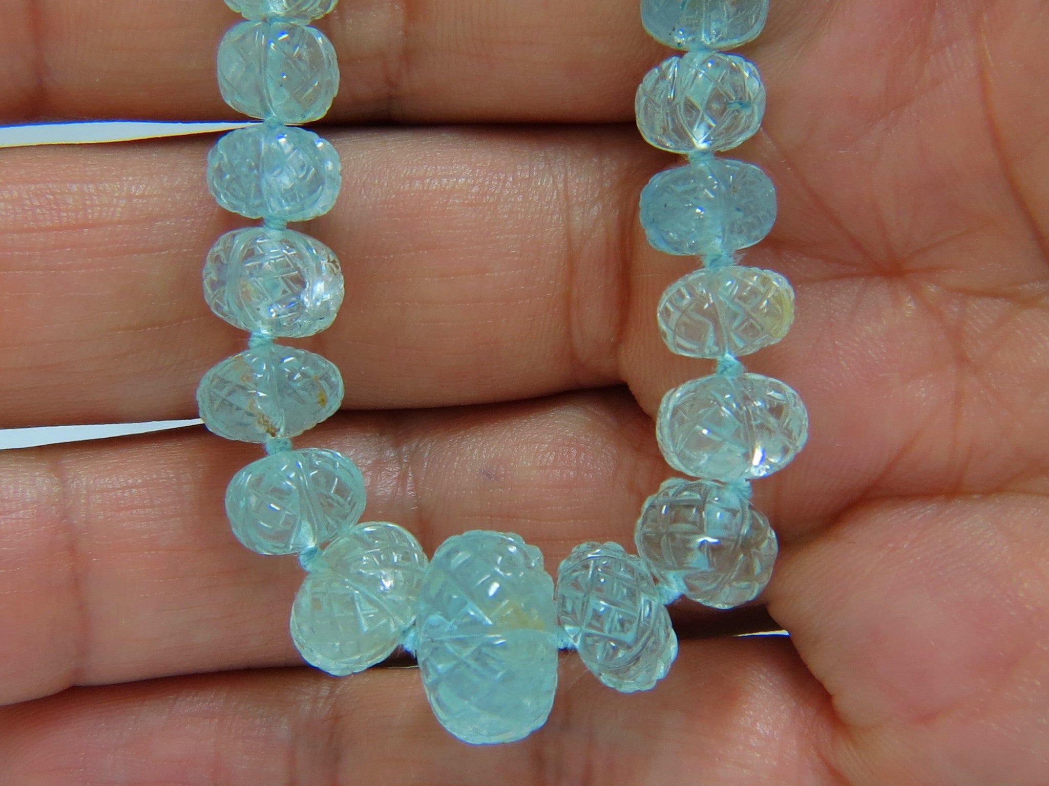 274.52ct Natural Aquamarine Beaded Necklace - 69 Endless Round Gemstone Beads for Women, Elegant Jewelry Gift for Brides, Birthday & Anniversary (Perfect for Weddings, Parties & Special Occasions)