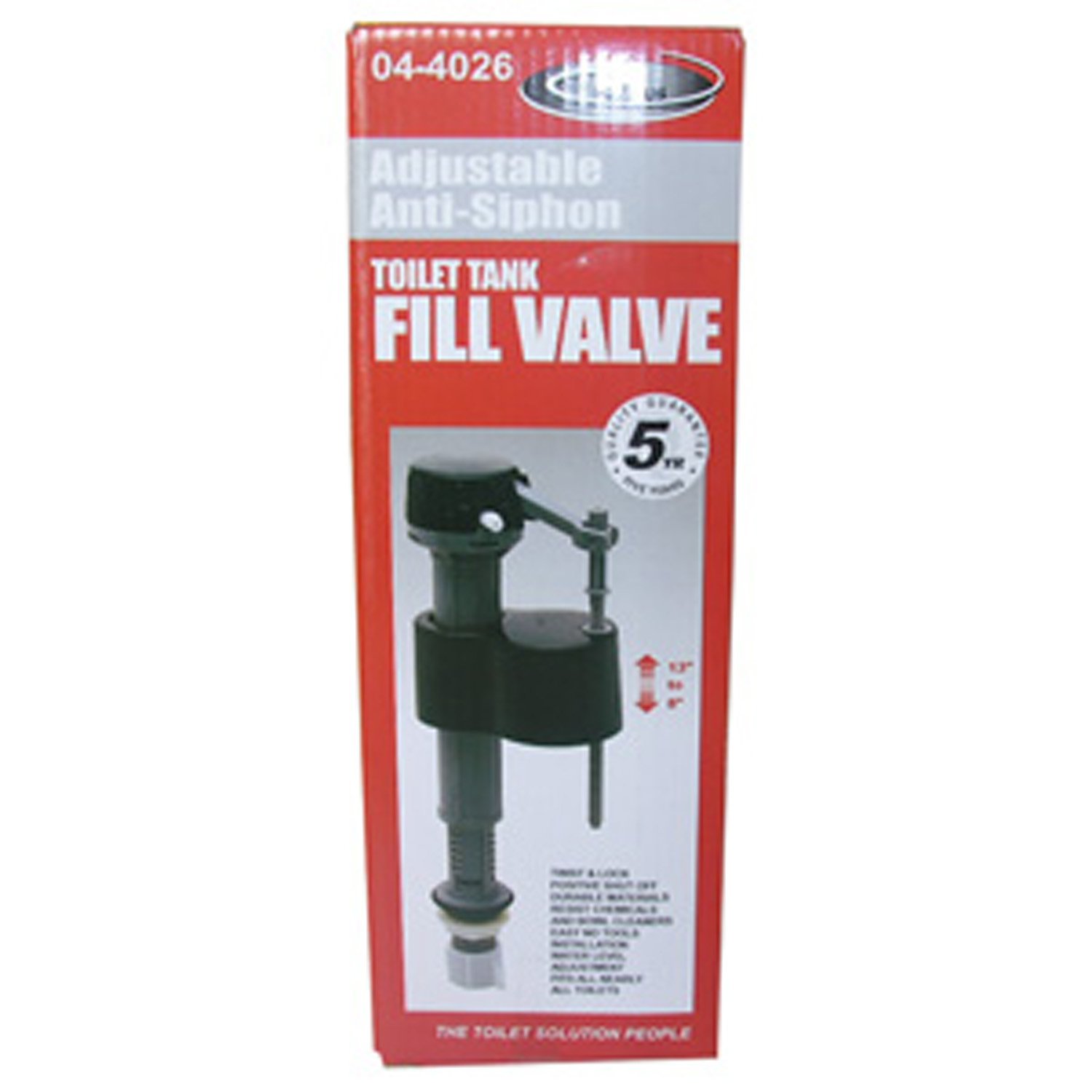 LASCO 04-4026-MASTER Adjustable 8-12 Inch Toilet Fill Valve - Anti-Syphon Plastic Ballcock with Refill Tube & Nut (24-Pack) - Perfect for Home Bathroom Repairs and Water Conservation