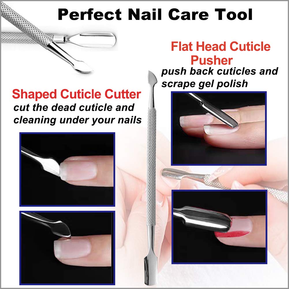 Premium 4-Piece Nail Clipper Set - Stainless Steel Fingernail & Toenail Clippers with Nail File, Cuticle Pusher & Toenail Lifter - Medical Grade Sharp & Durable Manicure Pedicure Kit for Home, Travel & Salon Use