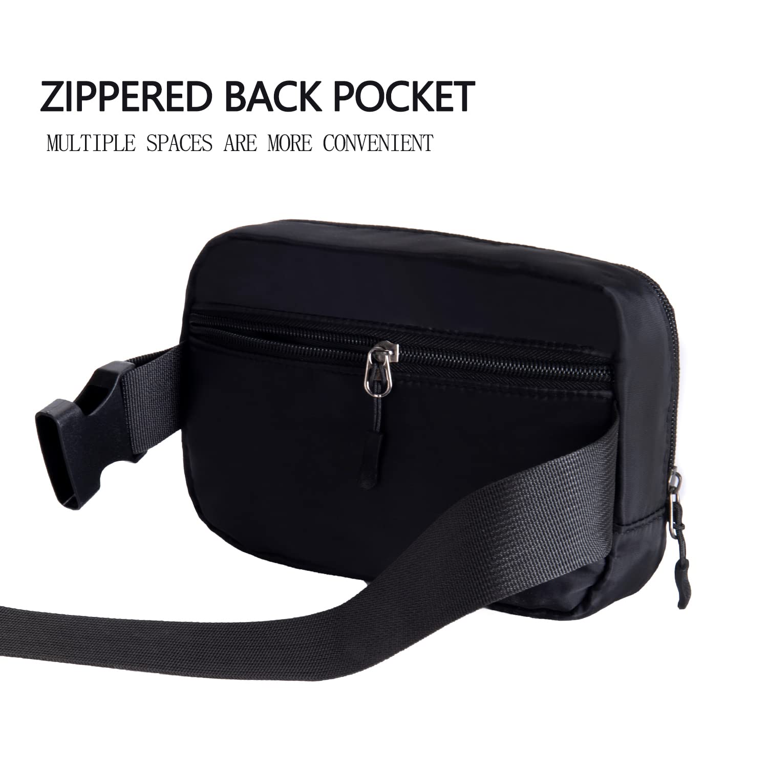 Women's Belt Bag Fanny Pack Crossbody Bag - Adjustable Waist Pouch for Travel, Running & Everyday Use (Black)