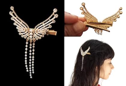 2 Pcs Cute Pearl Butterfly & Stone Hair Claw Clips - Elegant Hair Accessories Combo for Women & Girls | Perfect for Parties, Weddings & Daily Hairstyles
