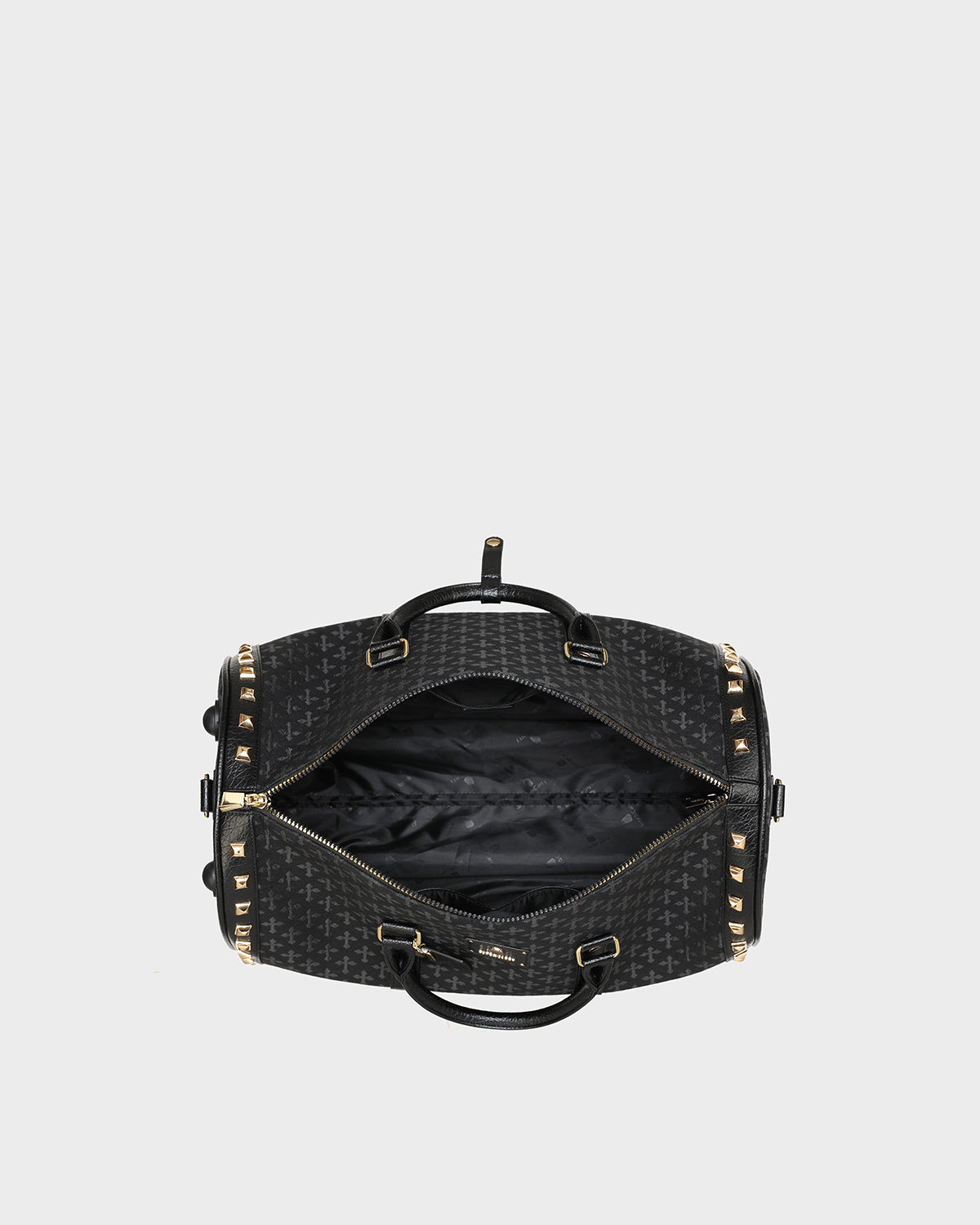 Black Cross Spiked Rolling Duffle Bag - Stylish Travel Luggage for Gym, Work & Weekend Getaways | Durable Wheels & Trendy Design