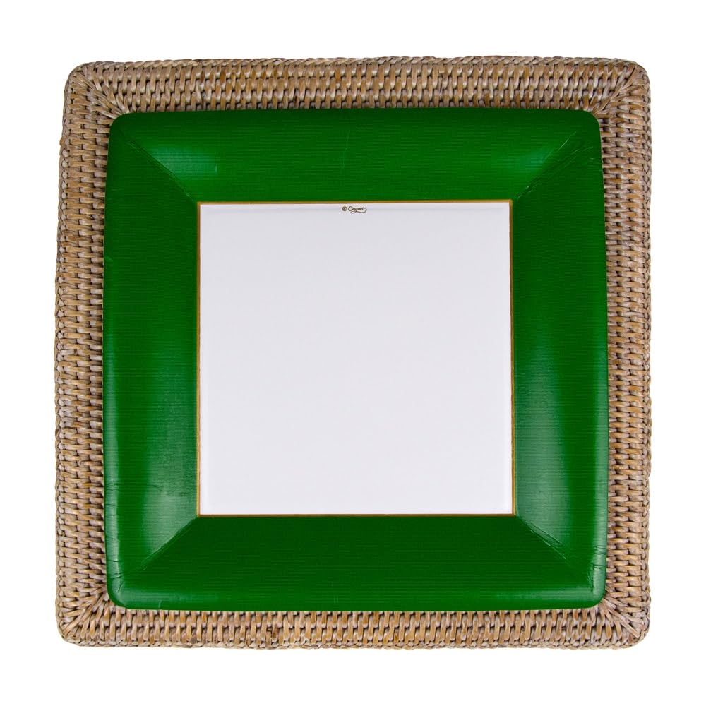 Premium Grosgrain Paper Dinner Plates - Elegant Hunter Green - Set of 8 Disposable Plates for Parties, Weddings & Holiday Gatherings