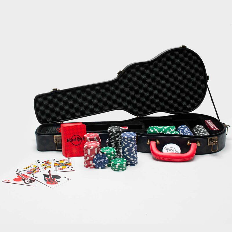 Hard Rock Guitar Shaped Poker Set with Black Case - Perfect for Casino Nights, Music Lovers & Themed Parties