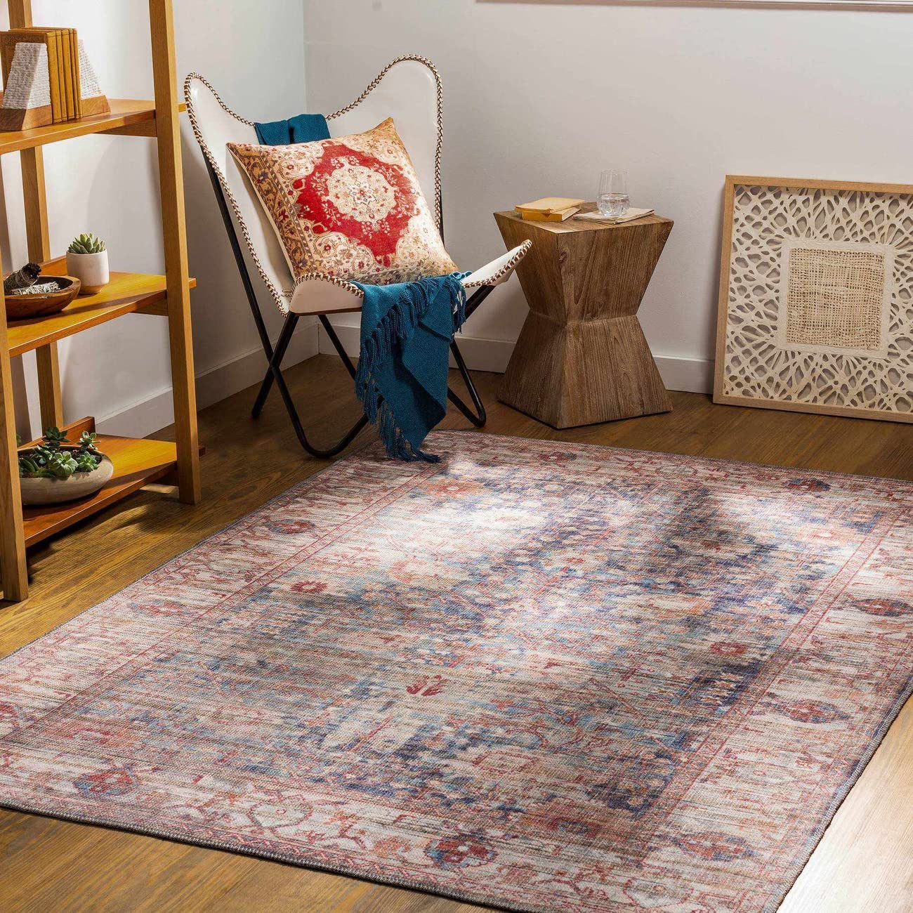 Mark&Day Washable Area Rugs 2x12 Feet - Traditional Dark Blue Runner Rug for Living Room, Bedroom, Kitchen - Machine Washable Carpet (2'7
