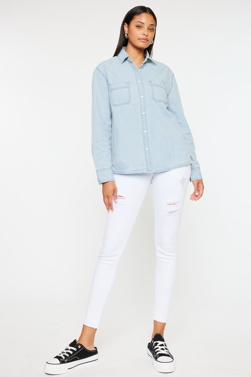 Barbara Boyfriend Shirt for Women - Soft & Comfortable Oversized Button Down Shirt - Casual Loose Fit Blouse for Everyday Wear, Work, and Date Nights