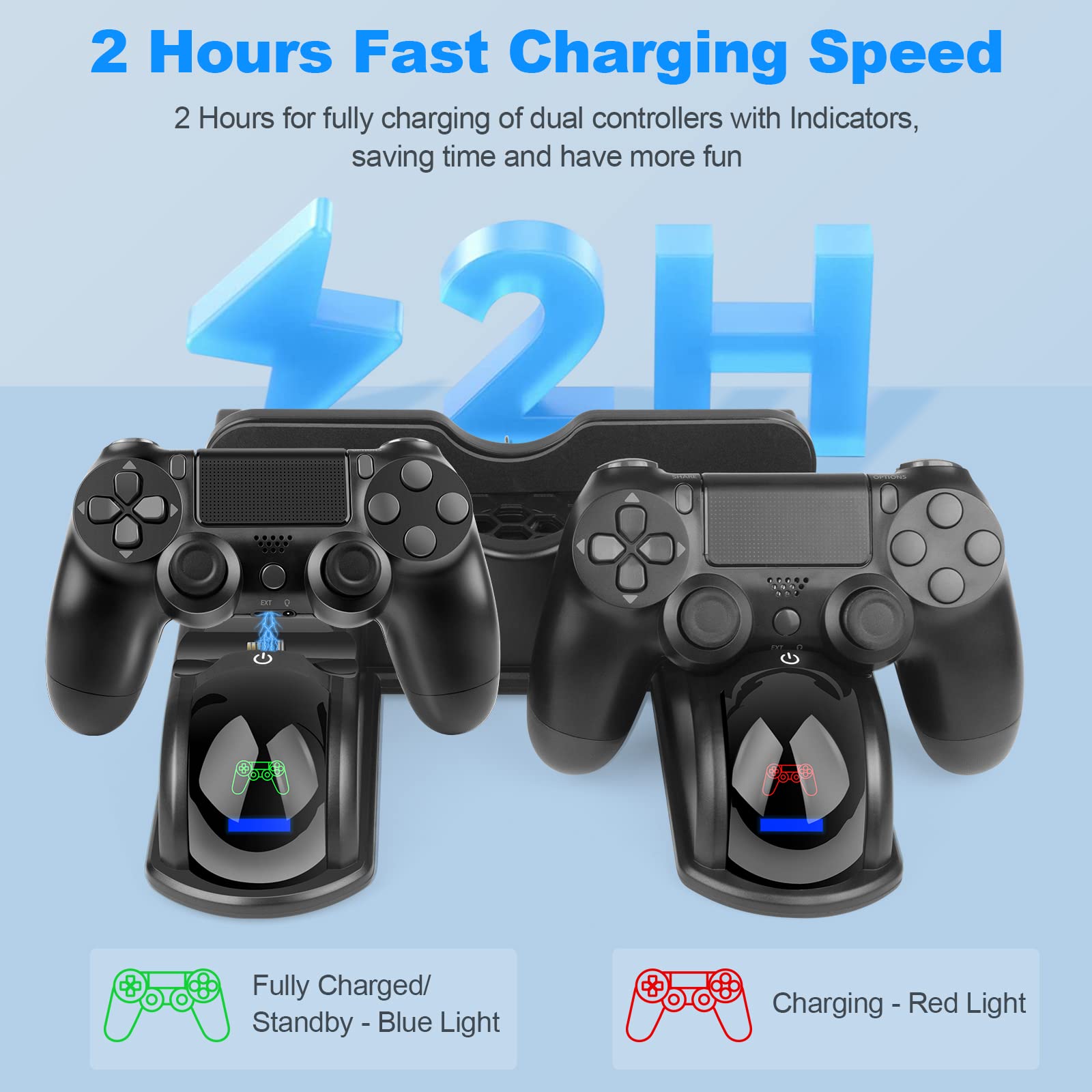 PS4 Stand Cooling Fan Station for Playstation 4/PS4 Slim/PS4 Pro - Vertical Stand with Dual Controller Charger Dock, 12 Game Storage Slots & USB Fast Charging LED Indicator - Perfect for Gaming Setup & Console Protection