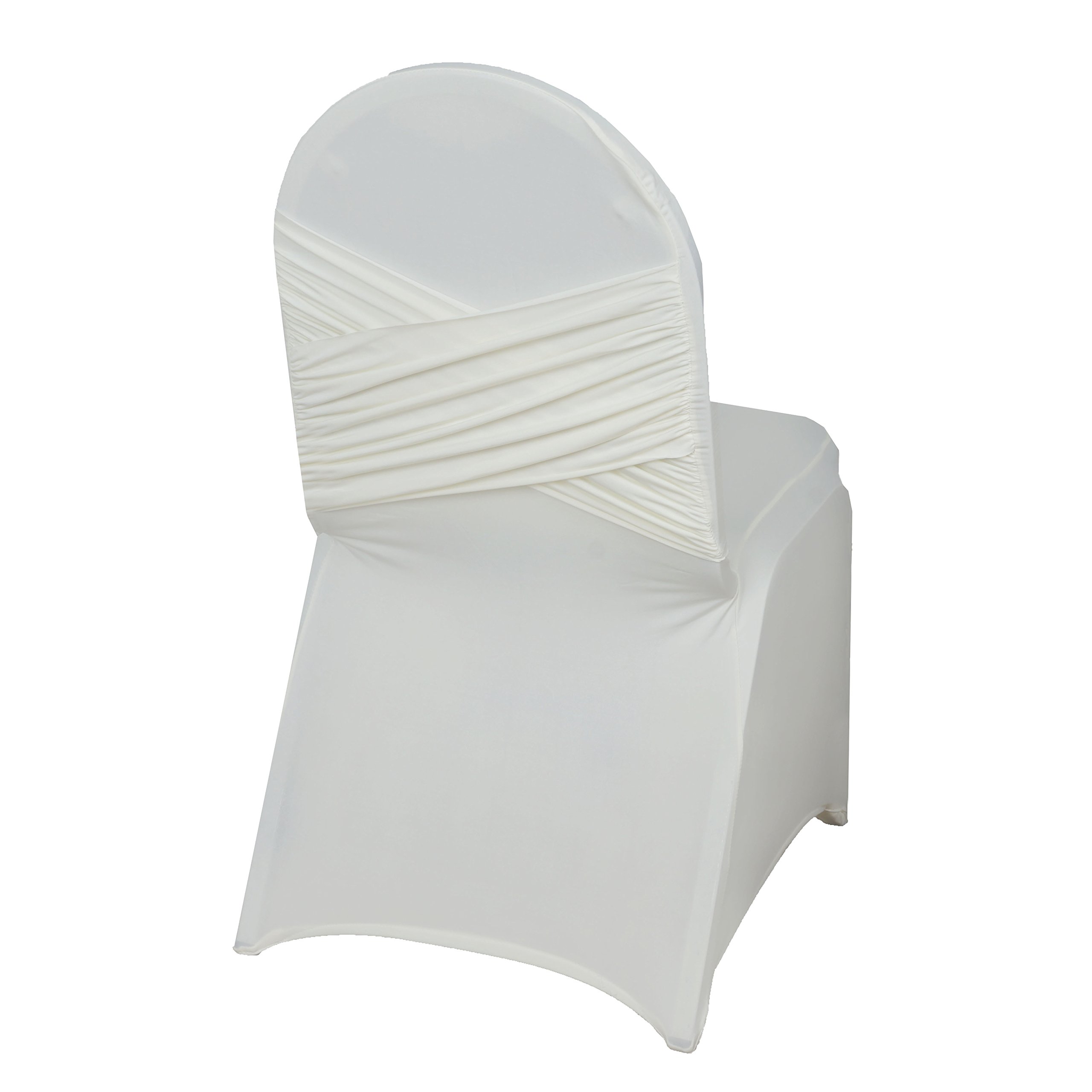 25-Piece Ivory Banquet Chair Covers - Stretchable Spandex Slipcovers with Crisscross Design for Wedding, Party & Home Decor - Perfect for Banquets, Receptions and Special Events