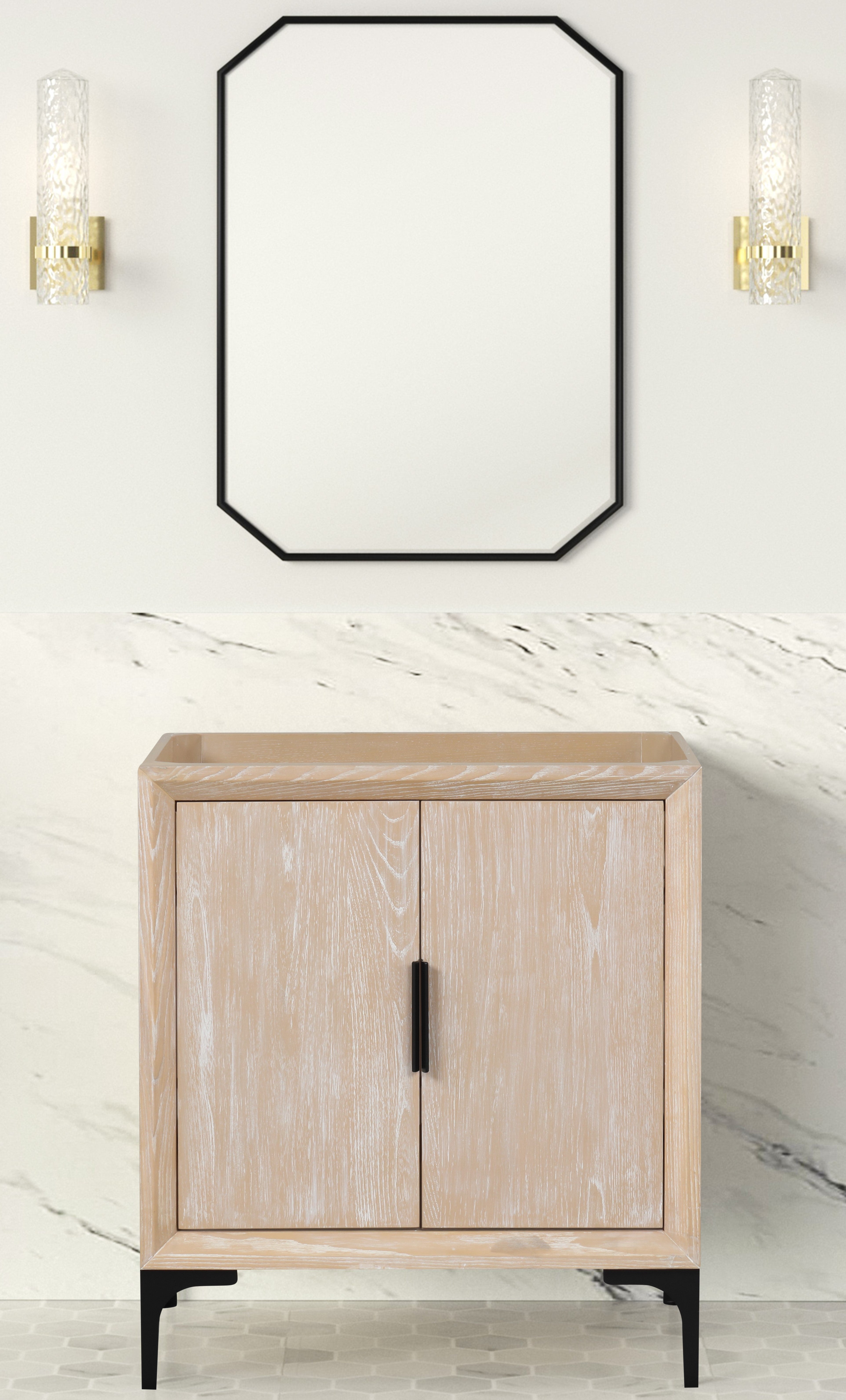 Whitewashed Ash 29.5 Inch Bathroom Vanity with Sink - Modern Farmhouse Style for Bathroom Remodel & Home Decor (Perfect for Small Spaces & Powder Rooms)