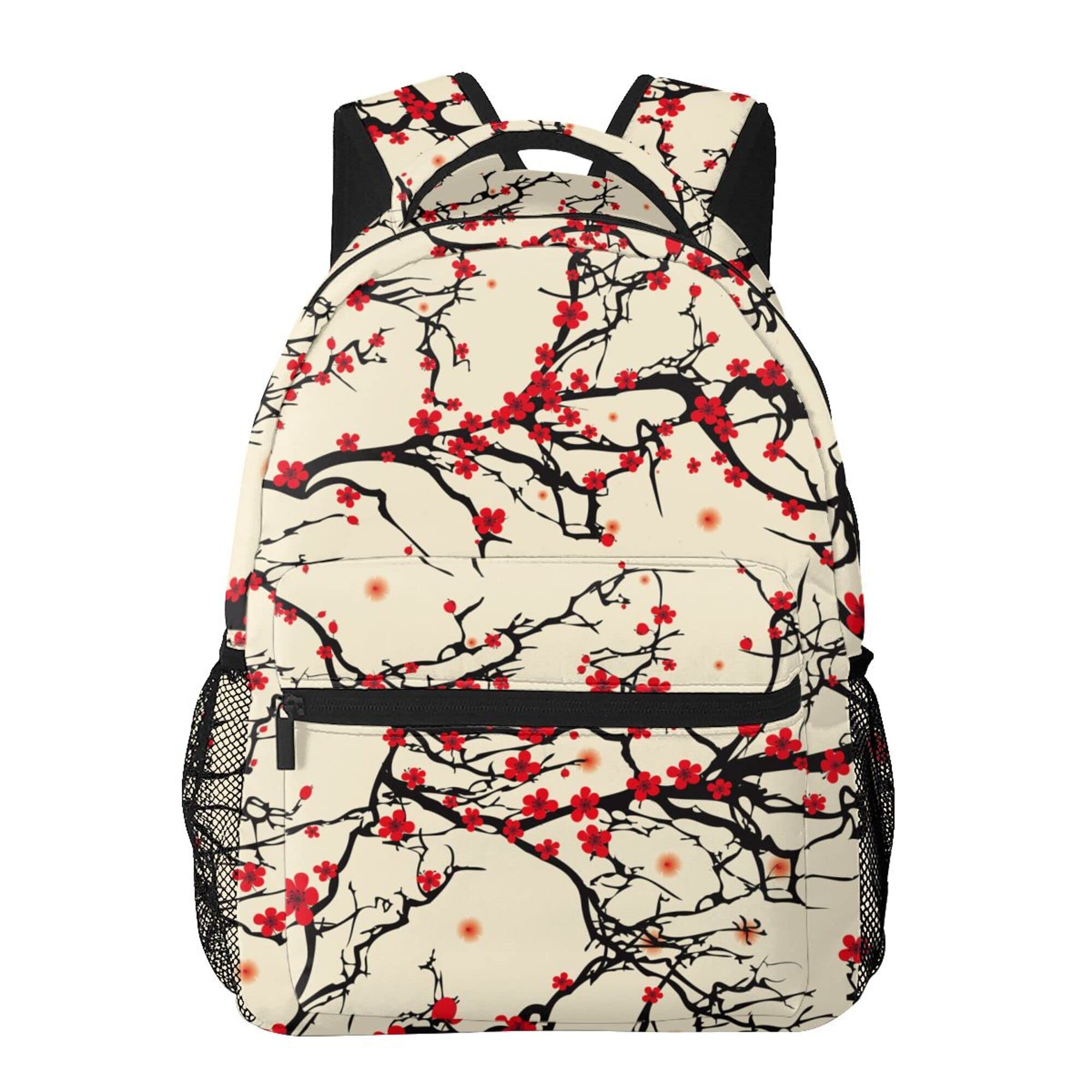 **Stylish Lightweight Anti-Theft Laptop Backpack for Teens – Japanese Cherry Blossom Design, Perfect for Middle & High School, Travel, Hiking, Picnic & Camping**