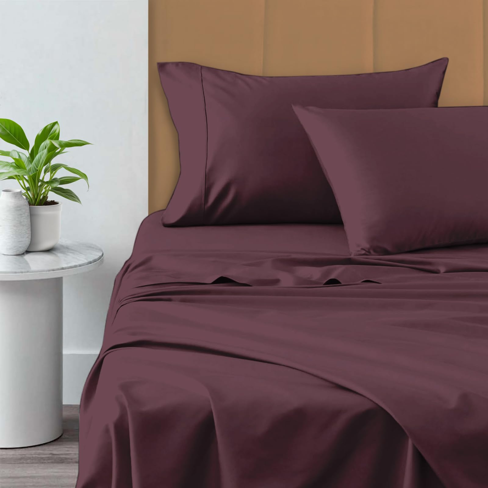 Pizuna Pure 100% Cotton Sheets 6pc King Size - 800 Thread Count Long Staple Cotton Sateen Bedding Set with 15