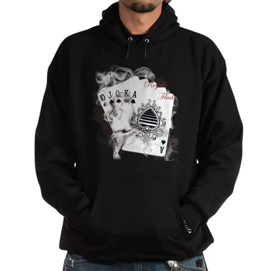 Smokin' Royal Flush Men's Hoodie - Dark Pullover Sweatshirt for Poker Lovers | Perfect for Casino Nights, Poker Parties & Casual Wear