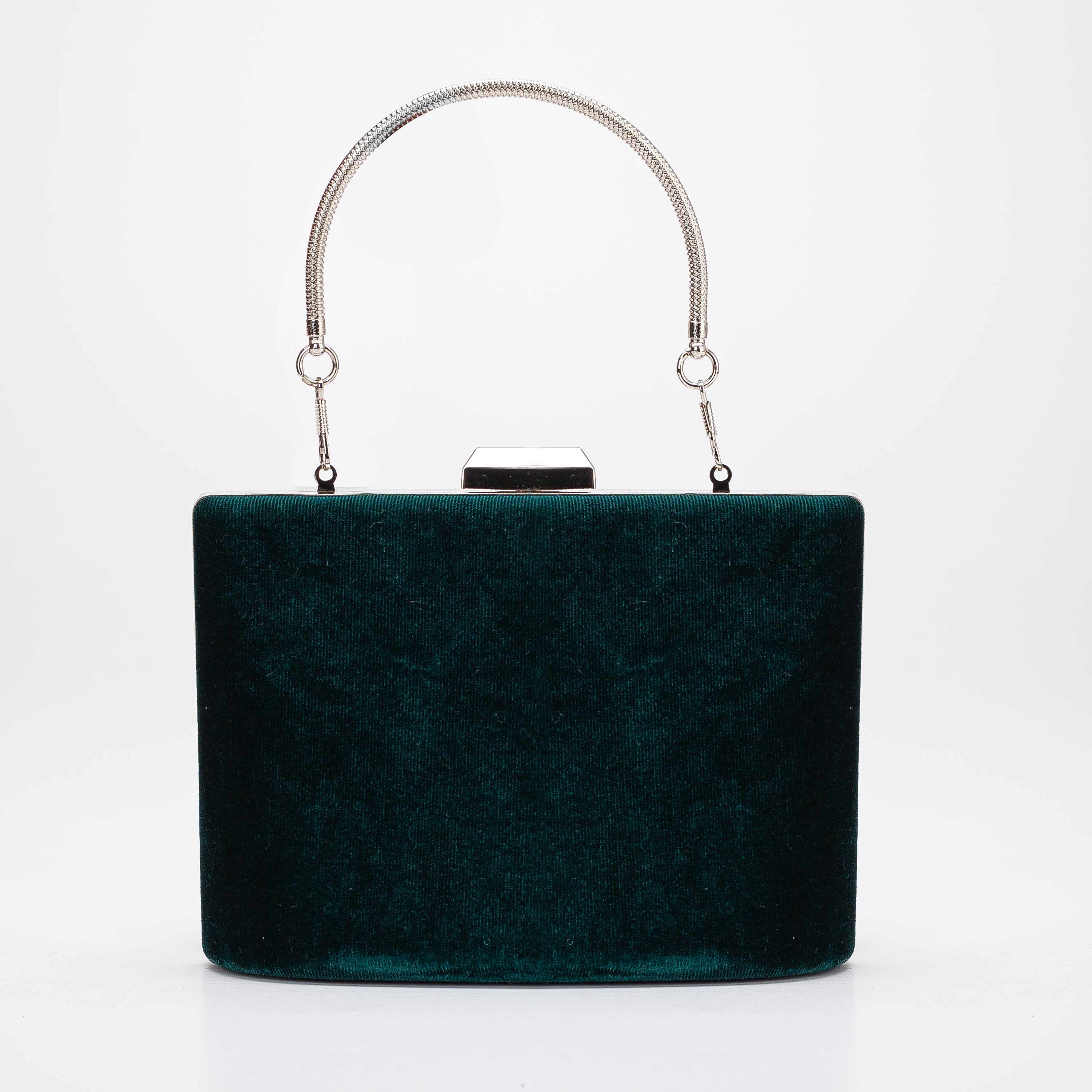 Alba Green Velvet Clutch Bag for Women - Elegant Evening Purse with Gold Chain Strap, Perfect for Parties, Weddings & Special Occasions