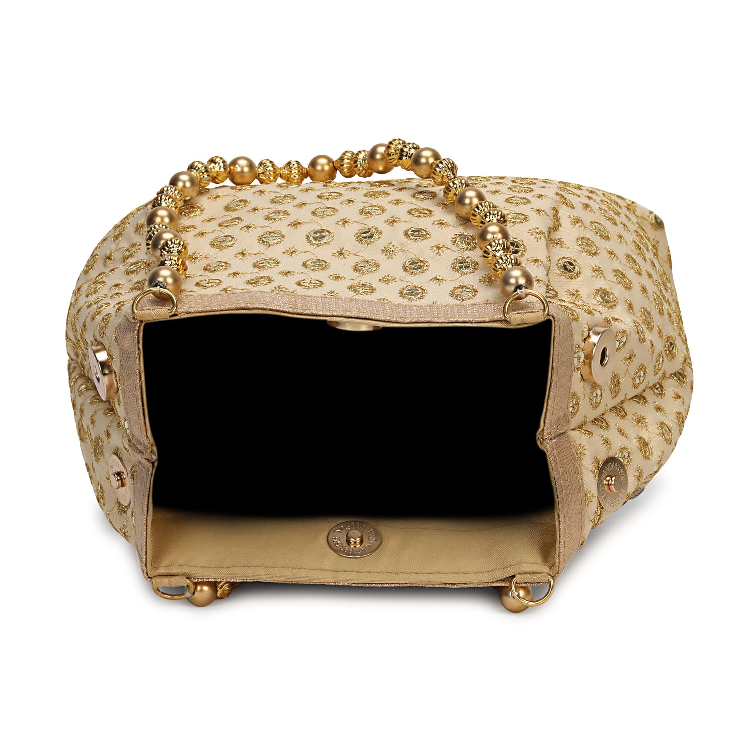 Embroidered Indian Potli Bags for Women - Gold Pearl Handle Evening Clutch Purse for Wedding, Party & Special Occasions | Elegant Traditional Handbag for Bridal, Festive & Cultural Events