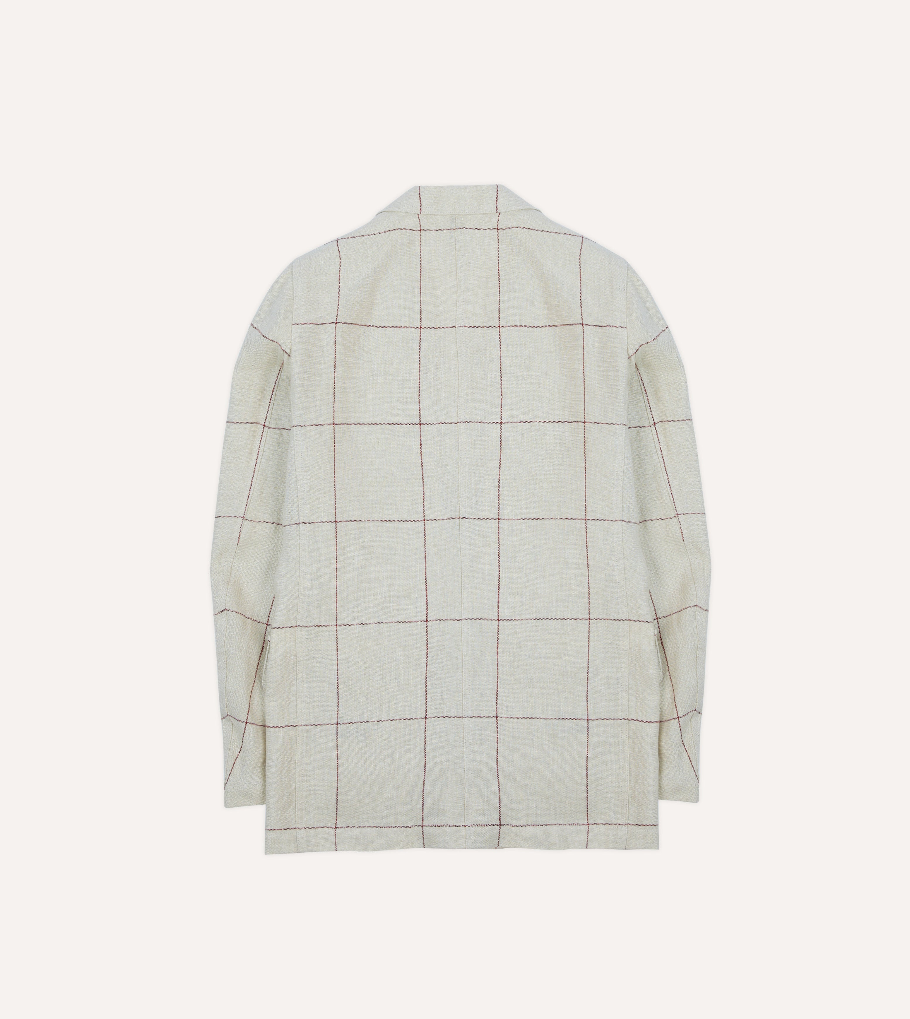 Stylish Ecru & Red Windowpane Check Blazer Jacket for Men | Classic MK. IV Design | Perfect for Business Casual, Office Wear & Smart Outfits