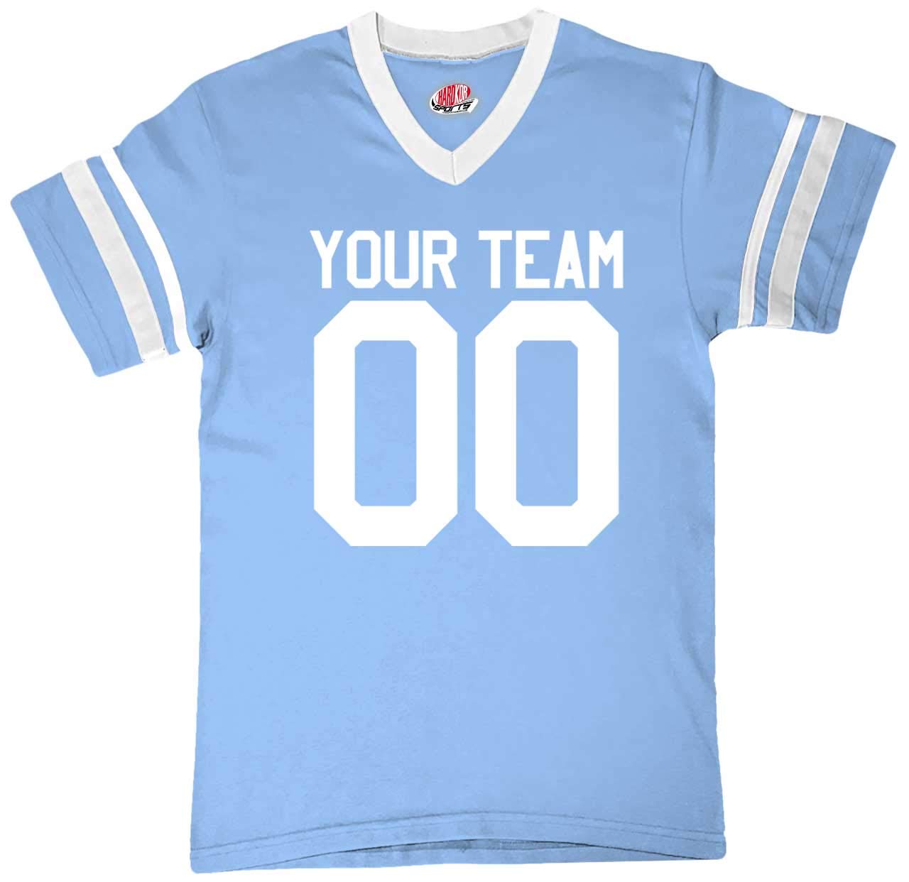 Custom Light Blue & White Football Fan Jersey - Personalized Team Name & Numbers - Perfect for Game Day, Tailgating & Fan Events