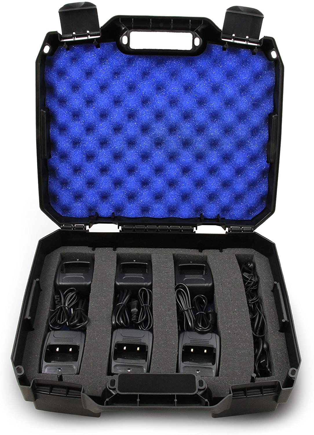 CASEMATIX Customizable 2 Way Radio Case - Durable Storage for 16 Walkie Talkies & UHF FRS Accessories | Compatible with Arcshell, Baofeng, Midland, Motorola | Perfect for Outdoor Adventures, Construction Sites & Emergency Preparedness