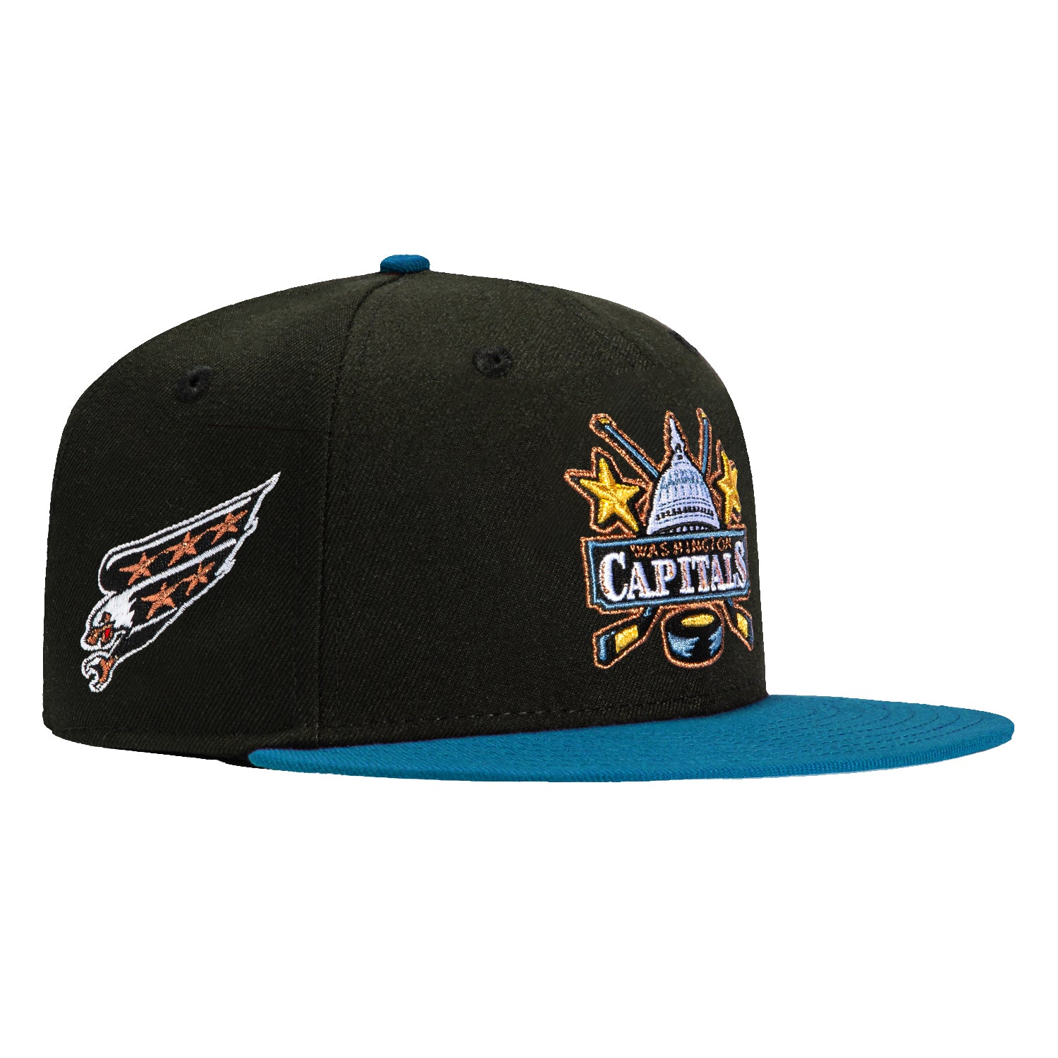 New Era 59Fifty Washington Capitals Logo Patch Snapback Hat - Black & Indigo - Official NHL Licensed Baseball Cap for Men & Women - Perfect for Sports Games, Streetwear & Casual Outfits
