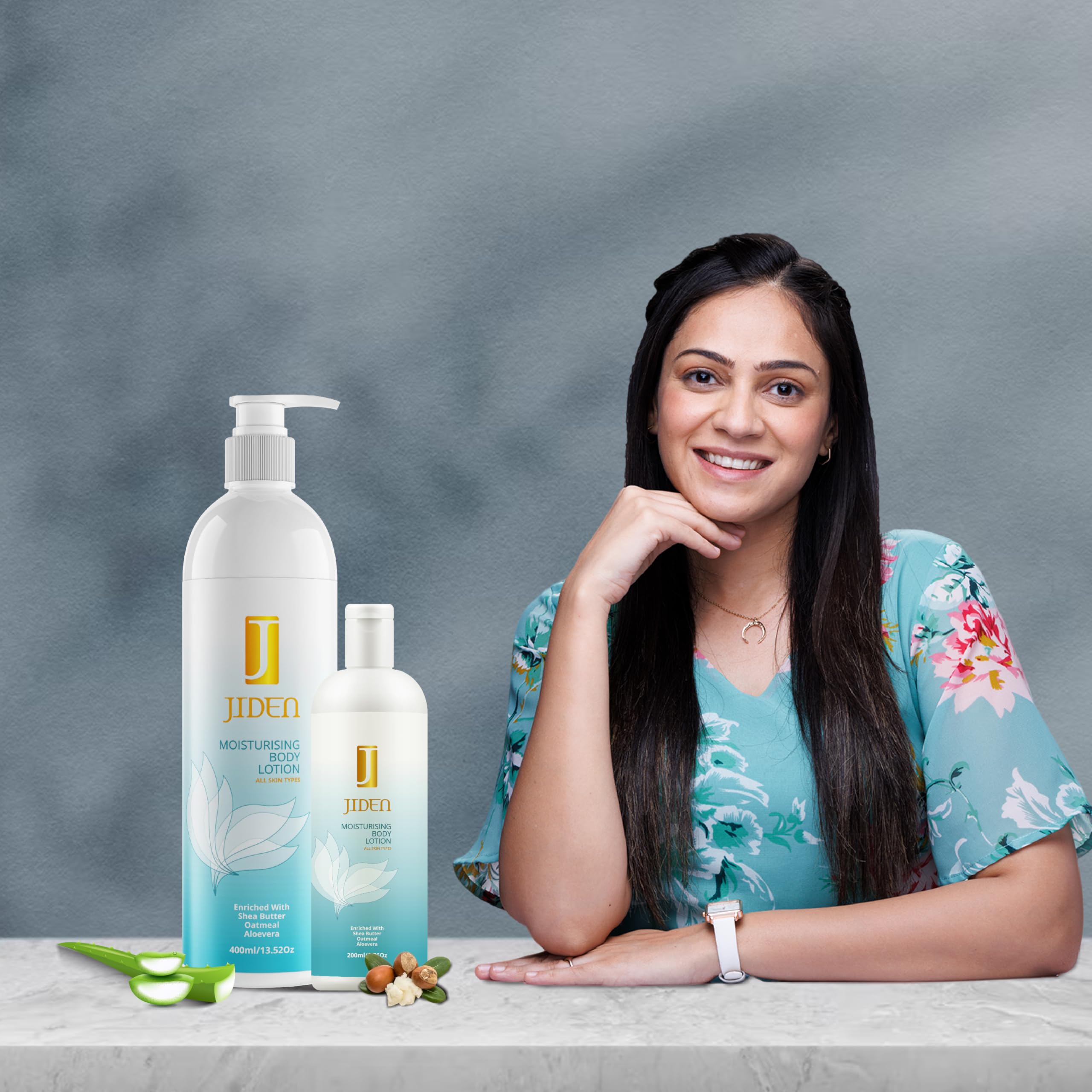 JIDEN Moisturizing Body Lotion for Dry & Sensitive Skin - Shea Butter, Oatmeal & Aloe Vera Enriched - 6.76 fl oz (200ml) - Deep Hydration for Daily Skincare & After Sun Care