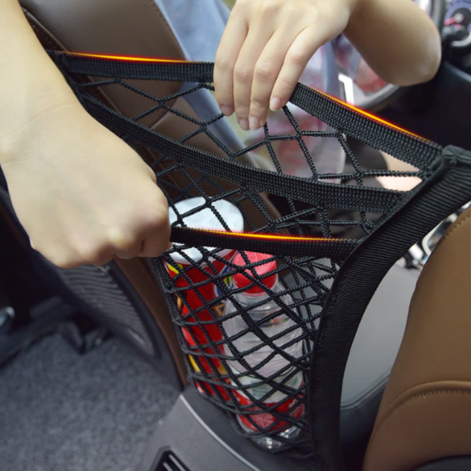 3-Layer Adjustable Car Seat Back Mesh Organizer with Hooks - Universal Car Storage Net Pocket for Kids & Pets Safety - Perfect for Road Trips, Family Travel & Pet Carriers