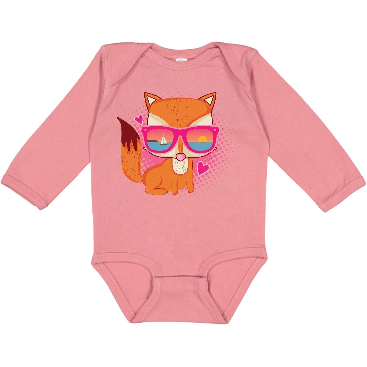 Inktastic Fox Beach Sunglasses Long Sleeve Baby Bodysuit - Cute Animal Print Onesie for Boys & Girls, Perfect for Beach Outings, Summer Vacations & Photo Shoots