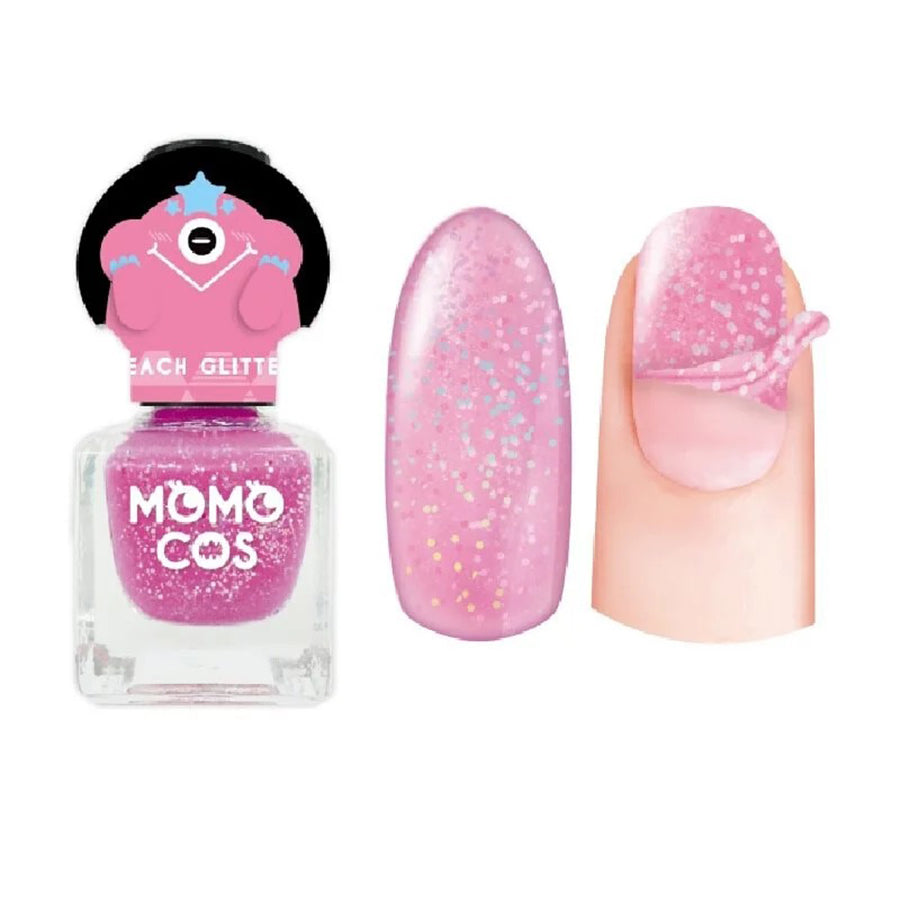 BEAUTY WORLD MOMO COS Peel Off Nail Polish - Peach Glitter (6mL) | Easy DIY Manicure at Home | Perfect for Parties, Weddings & Special Occasions
