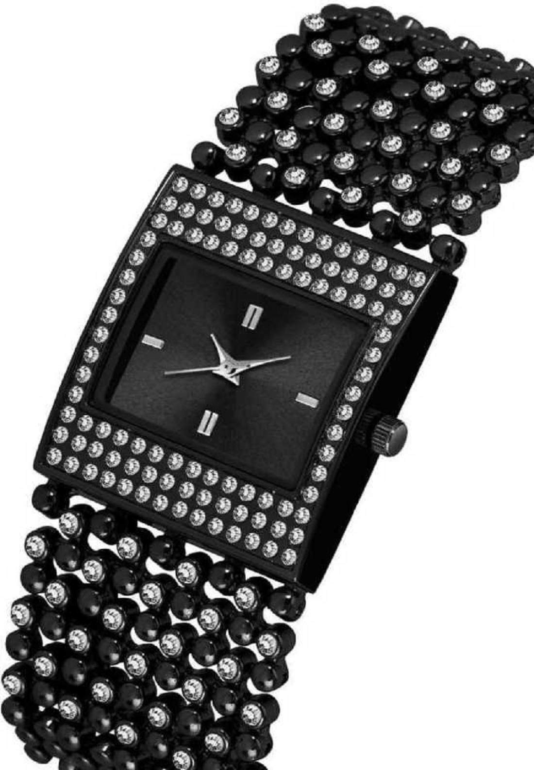 SELLORIA Women's Stainless Steel Analog Watch with Black Chain Bracelet - Elegant Gift for Women & Girls | Perfect for Casual Wear, Office & Special Occasions