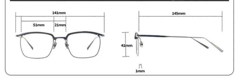 Stylish Unisex Square Titanium Acetate Eyeglasses 15185 - Lightweight & Durable Frame for Work, Reading & Everyday Wear