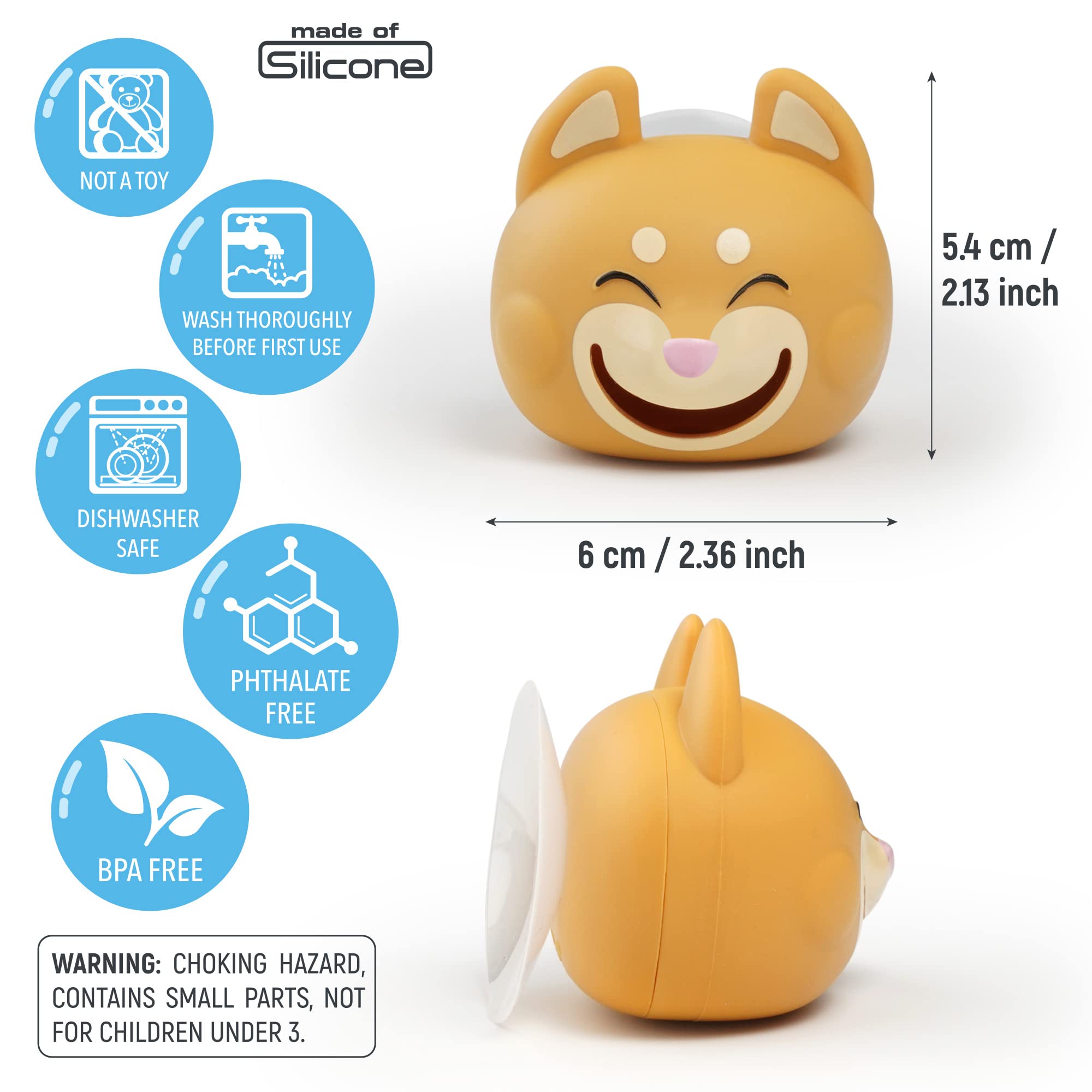 Hoobbe Kids Toothbrush Holder - Shiba Inu Design for Bathroom Mirror/Wall Mount