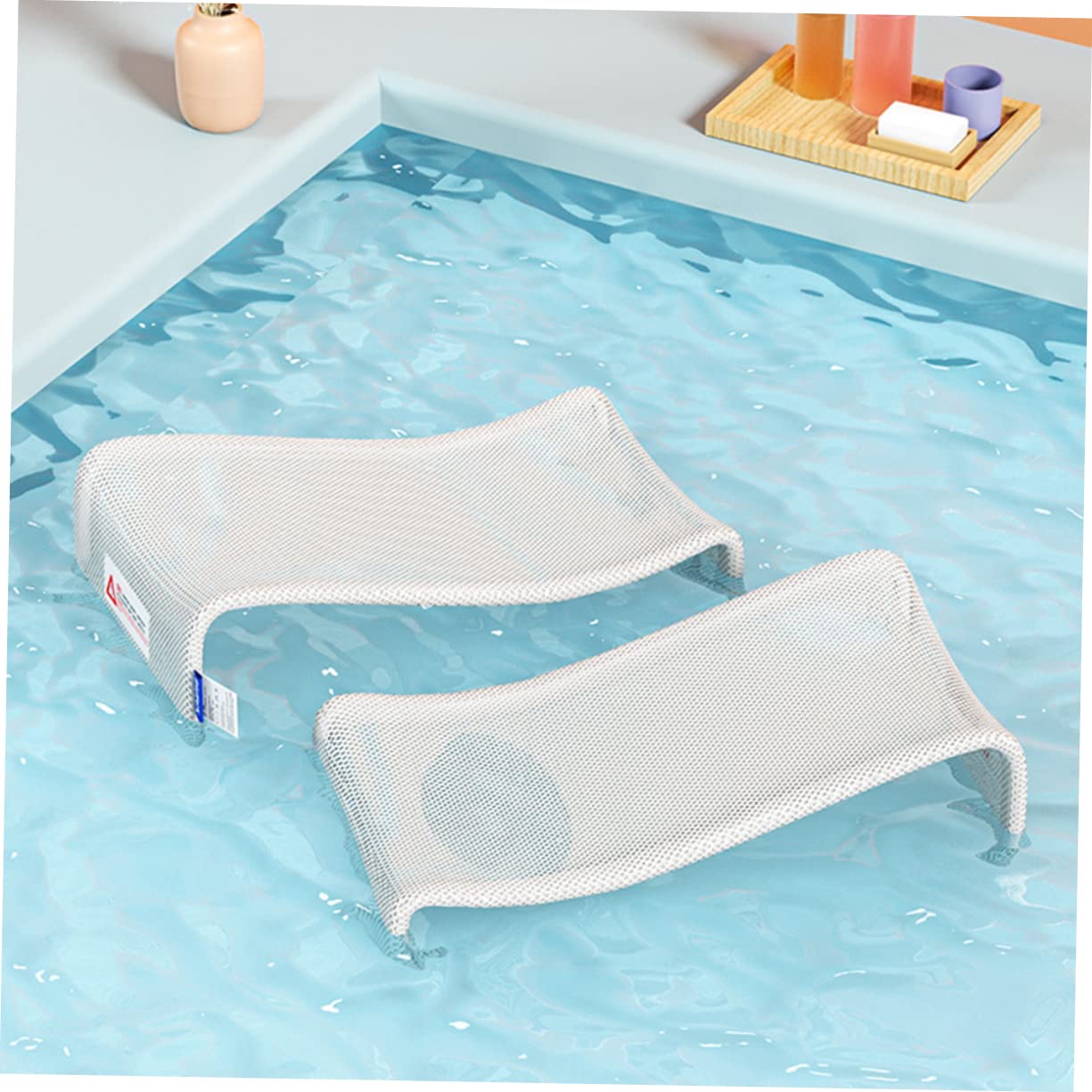 Baby Bathtub with Bath Net - White Carbon Steel Baby Bath Seat Cushion | Infant Bath Support Pad for Safe & Comfortable Bathing | Perfect for Newborns & Toddlers in Sink or Tub