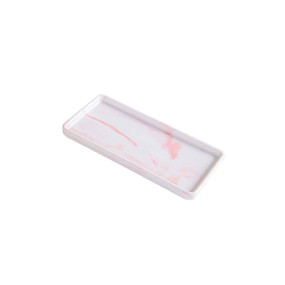 Ceramic Marble Vanity Tray - Bathroom Sink Organizer for Soap, Jewelry & Candles | Countertop Decorative Tray for Bathroom, Kitchen & Dressing Table | Perfect for Home Decor, Gift & Spa Relaxation