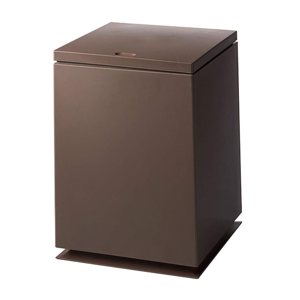 European Style Rectangular Plastic Trash Can with Lid - Waterproof Kitchen Garbage Bin for Living Room, Bathroom & Dorm Storage - Brown (Ideal for Small Spaces & Home Organization)