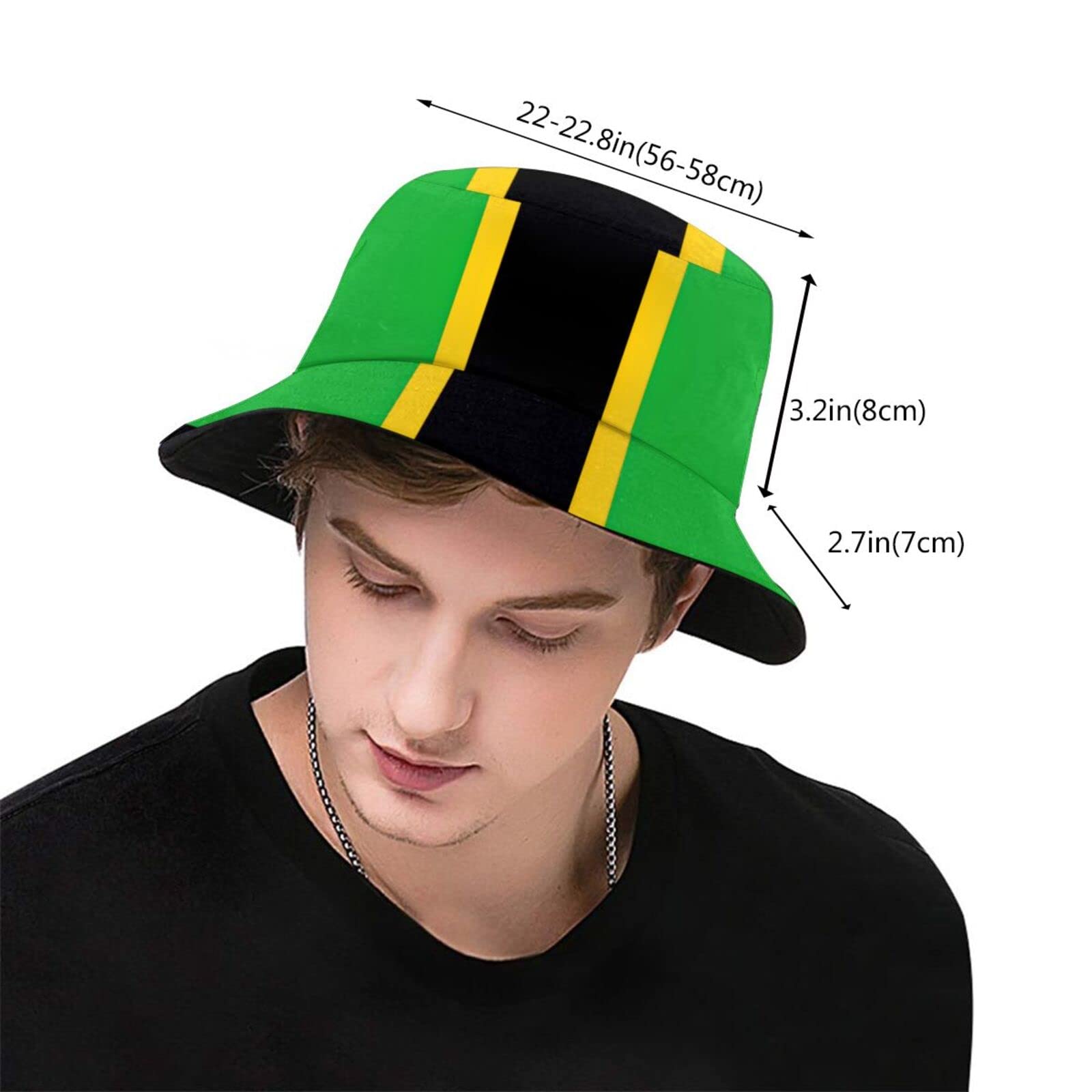 Jamaican Flag Bucket Hat - Sun Protection Packable Fisherman Hat for Men & Women | Beach, Travel, Outdoor Activities