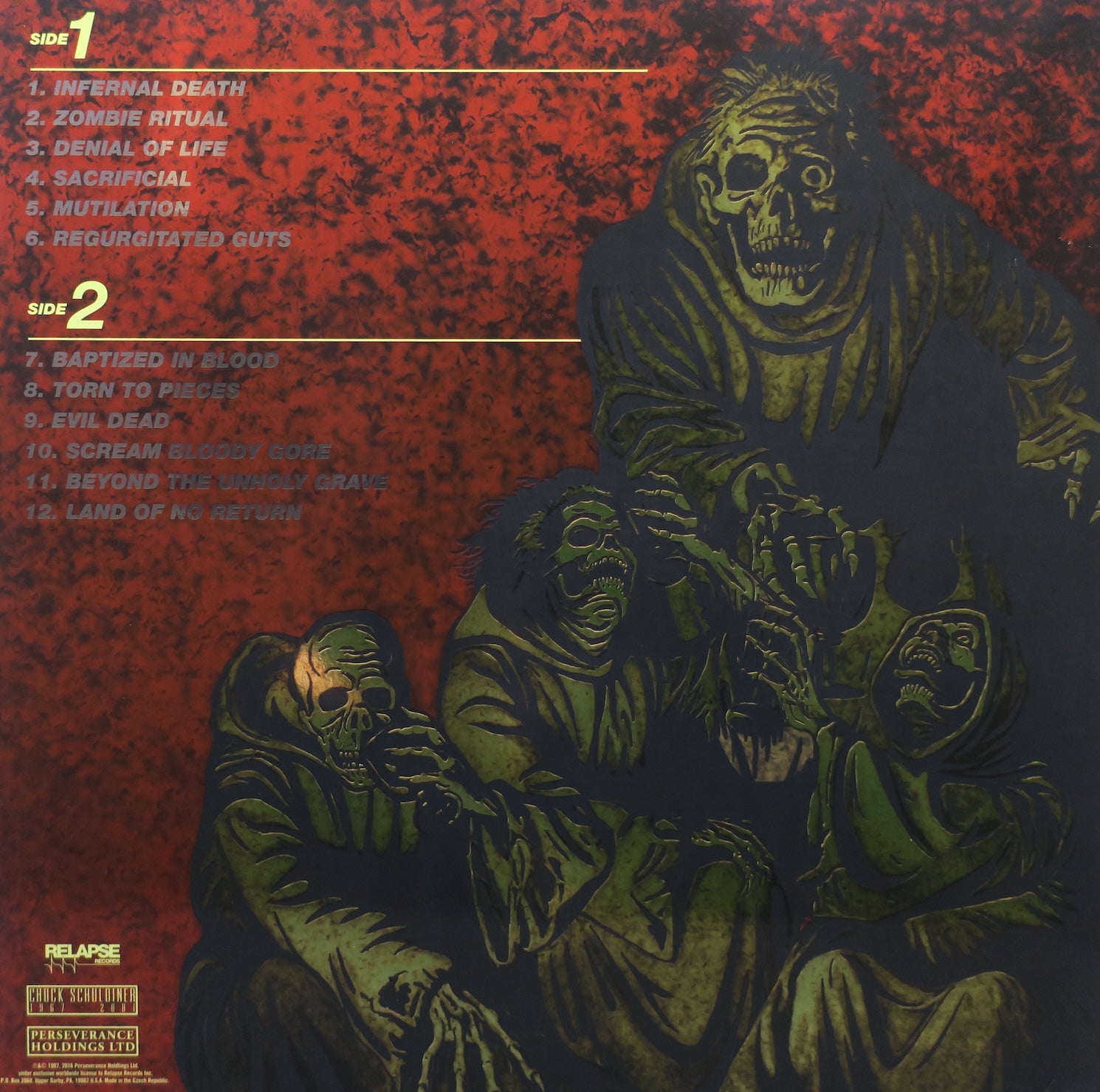 DEATH 'Scream Bloody Gore' Limited Edition Merge/Splatter Vinyl LP Record - Heavy Metal Music Collectible for Audiophiles & Home Decor