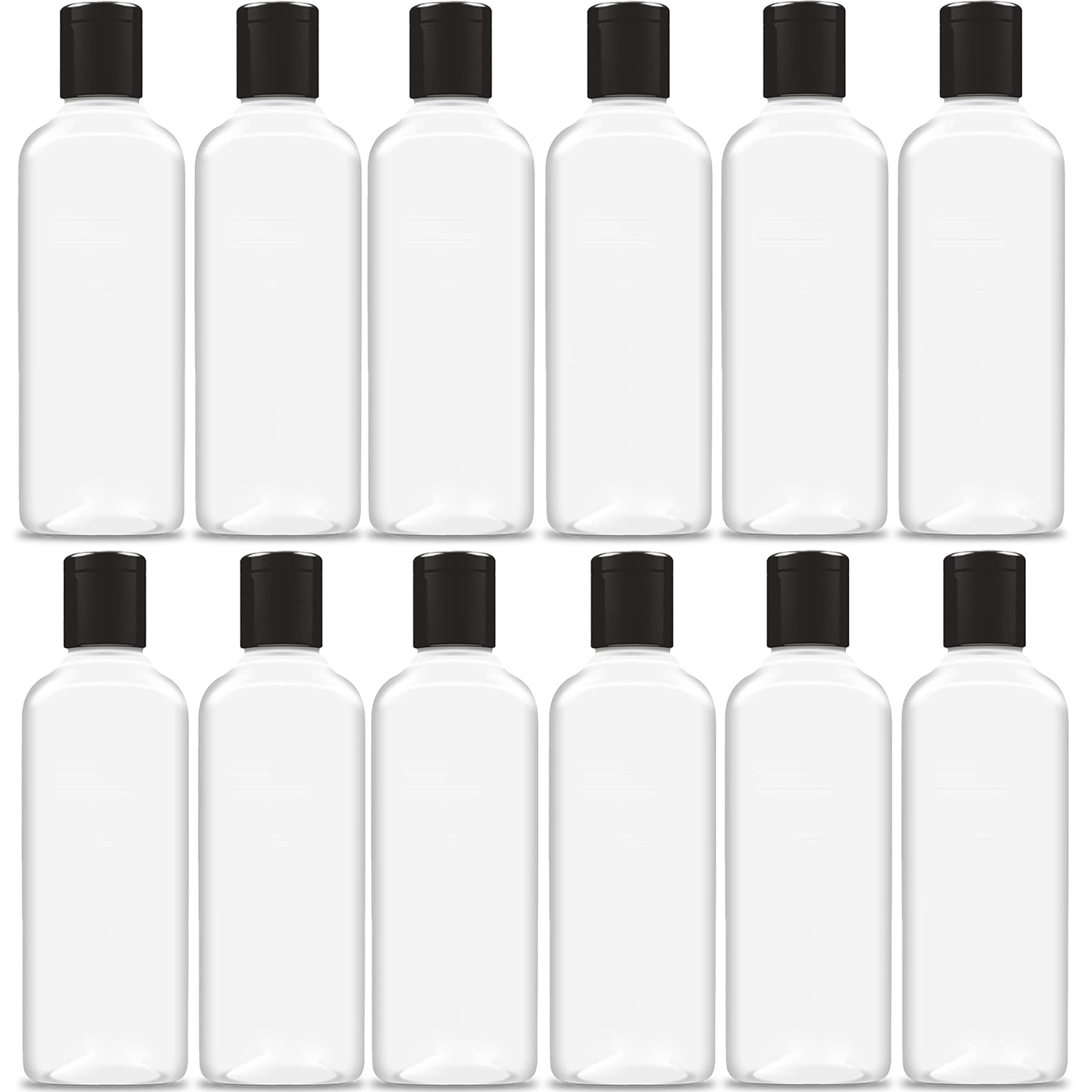 200ml BPA-Free Squeeze Bottle with Flip Top Cap - 12 Pack | Refillable Travel Containers for Shampoo, Lotion, Liquid Soap & Cosmetics | Perfect for Toiletry Kits, DIY Beauty Products & Home Organization