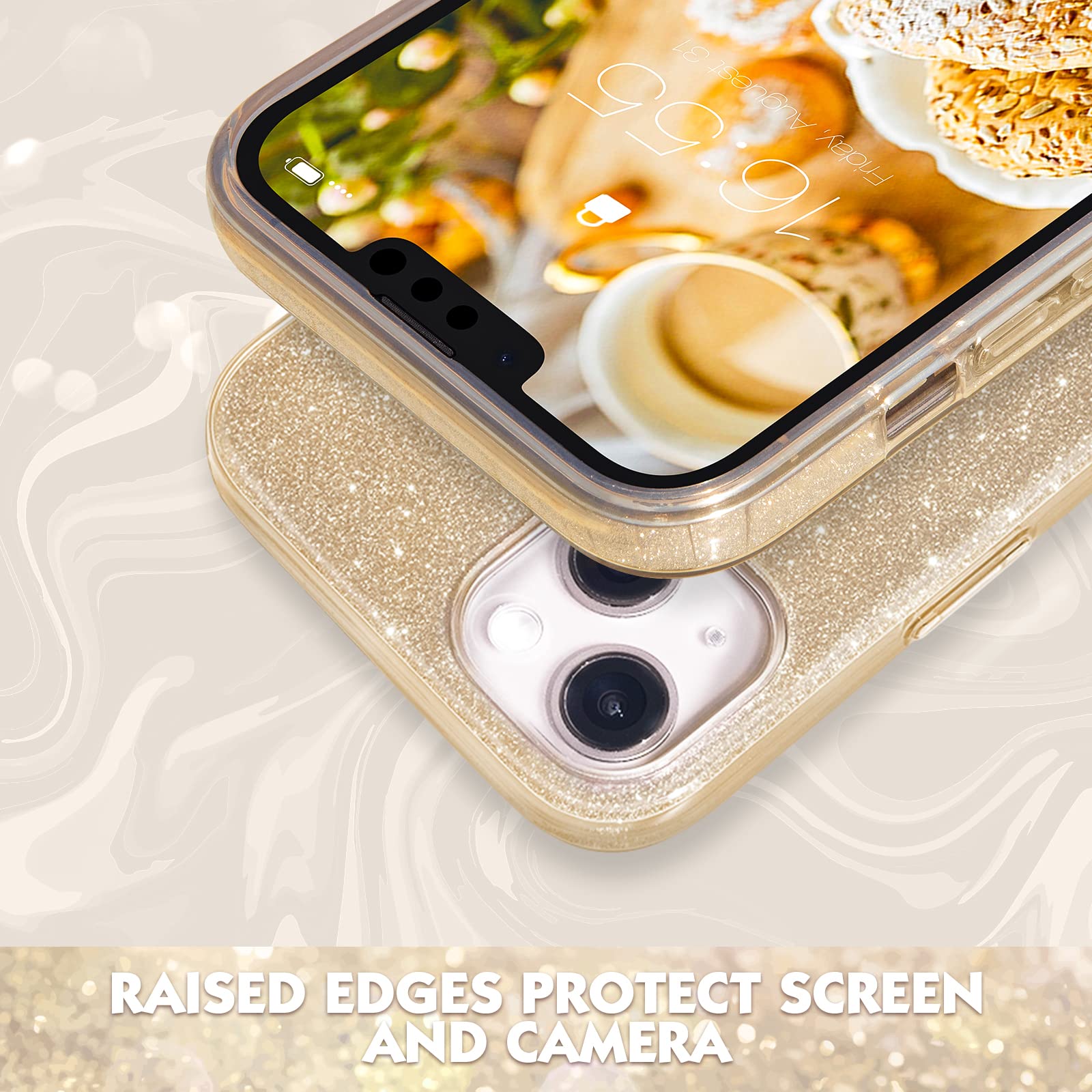 MILPROX iPhone 13 Case (2021) - Glitter Sparkly Protective Cover with 3-Layer Shockproof Design | Compatible with iPhone 13 6.1