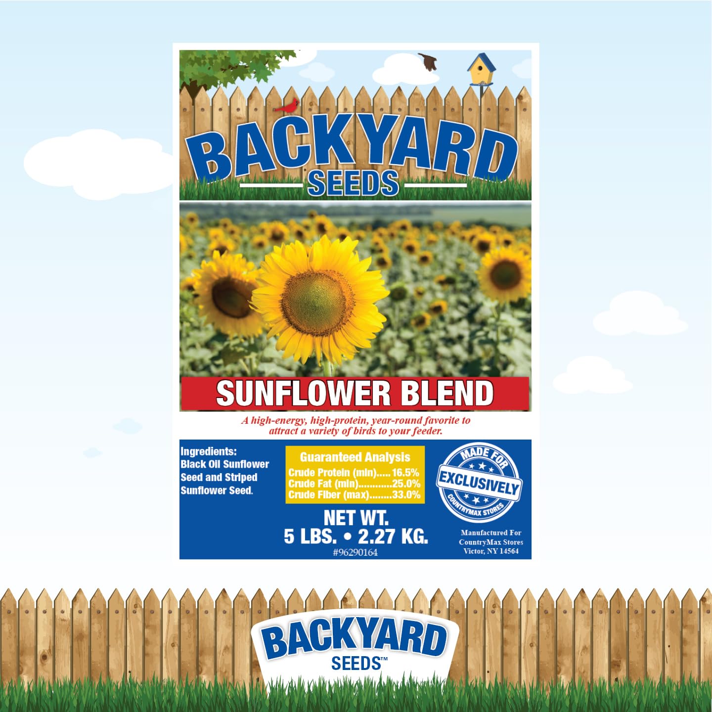 Premium Sunflower Seed Mix for Birds - Black Oil & Striped Sunflower Seeds (5 lb) - Attract Cardinals, Finches & Wild Birds - Perfect for Backyard Feeders & Bird Watching