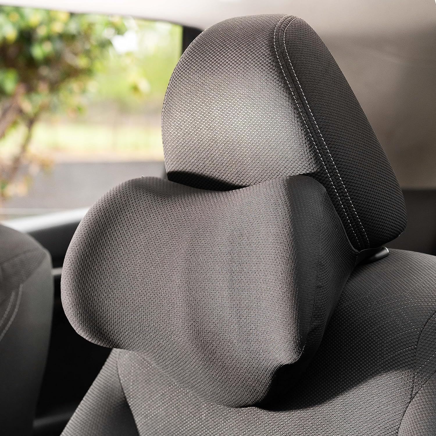 Memory Foam Car Neck Pillow for Neck & Cervical Support - Ergonomic Headrest Cushion Relieves Neck Pain - 12 x 8 x 5 Inch (Black, Pack of 1) - Perfect for Long Drives, Road Trips & Commuting