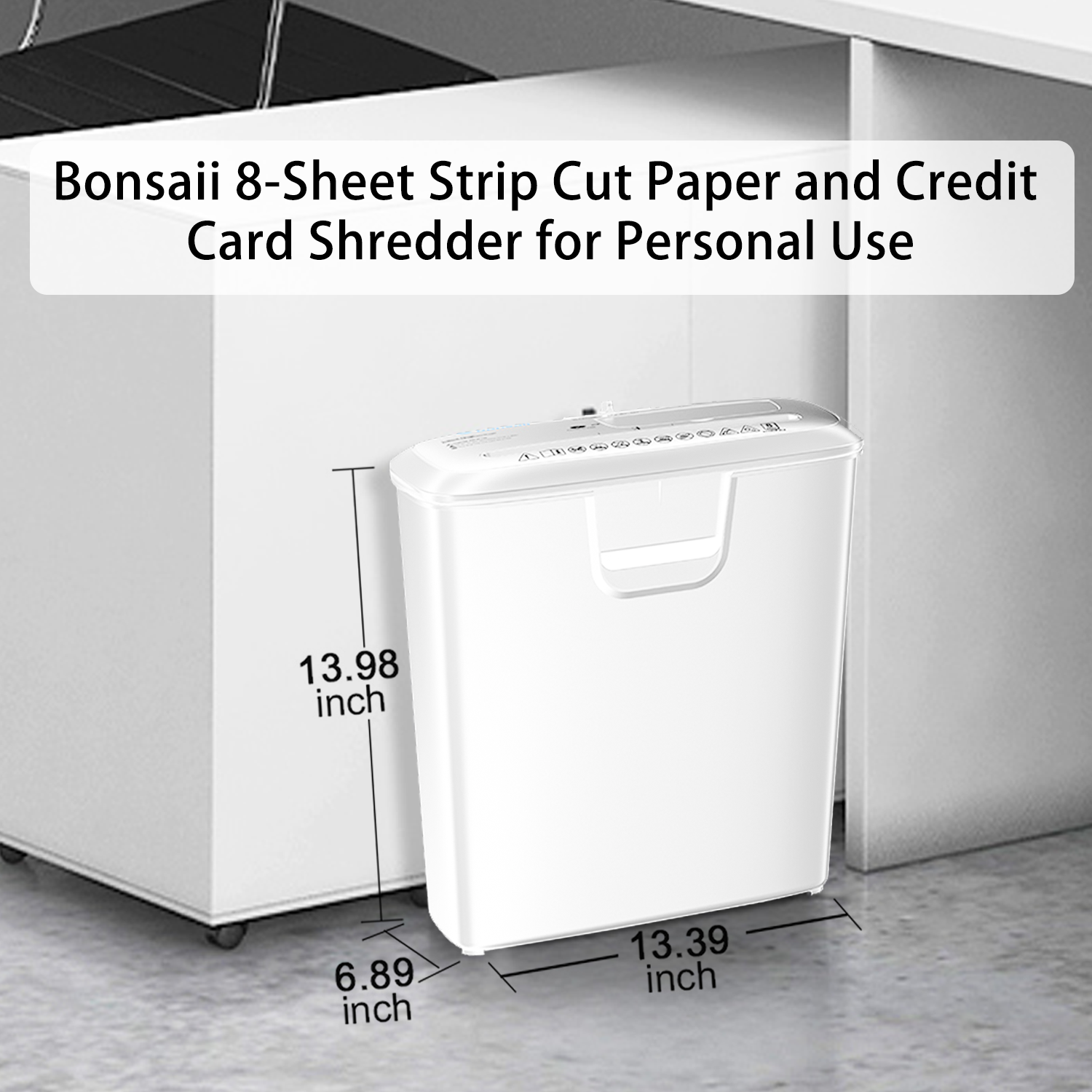 Bonsaii 8-Sheet Quiet Strip Cut Paper Shredder with 3.4 Gallon Bin - High Security for Home & Office - Shreds Paper, CDs, Credit Cards - Overheat Protection & Ultra Quiet Operation - Perfect for Document Security, Tax Records, Identity Protection & Small Office Use