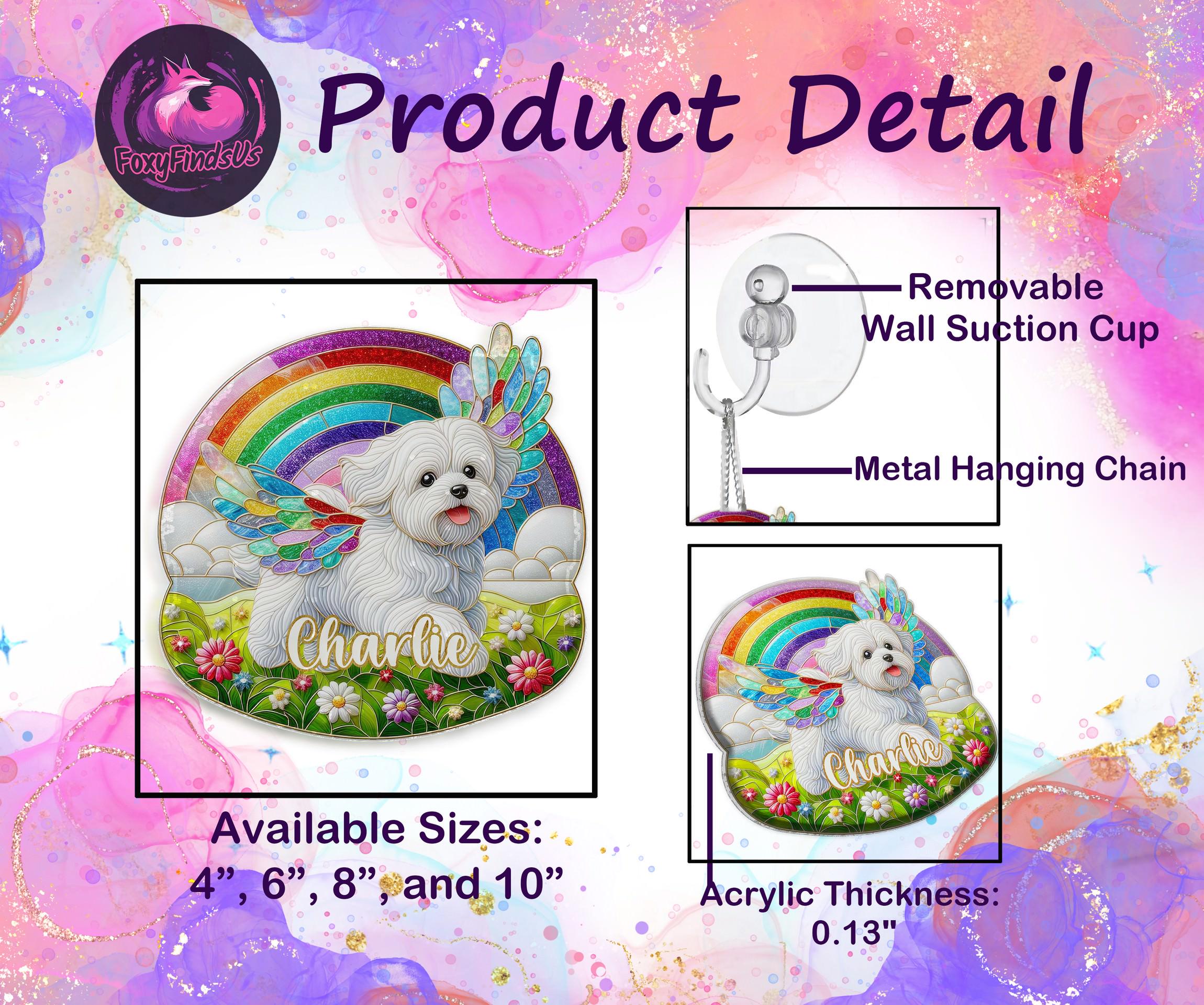 Custom French Bulldog Memorial Sun Catcher - Rainbow Acrylic Pet Loss Sympathy Gift for Dog Lovers | Frenchie Remembrance Window Hanging Decor for Home, Office & Memorial Spaces