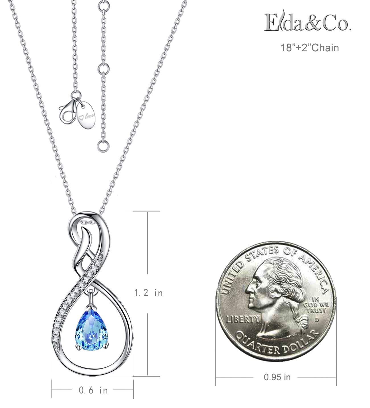 Forever Love Infinity Necklace for Women - 925 Sterling Silver with March April May Birthstones (Aquamarine, Emerald & More) | Thoughtful Birthday Gift for Wife, Mom & Her | Perfect for Anniversaries, Valentine's Day & Special Occasions