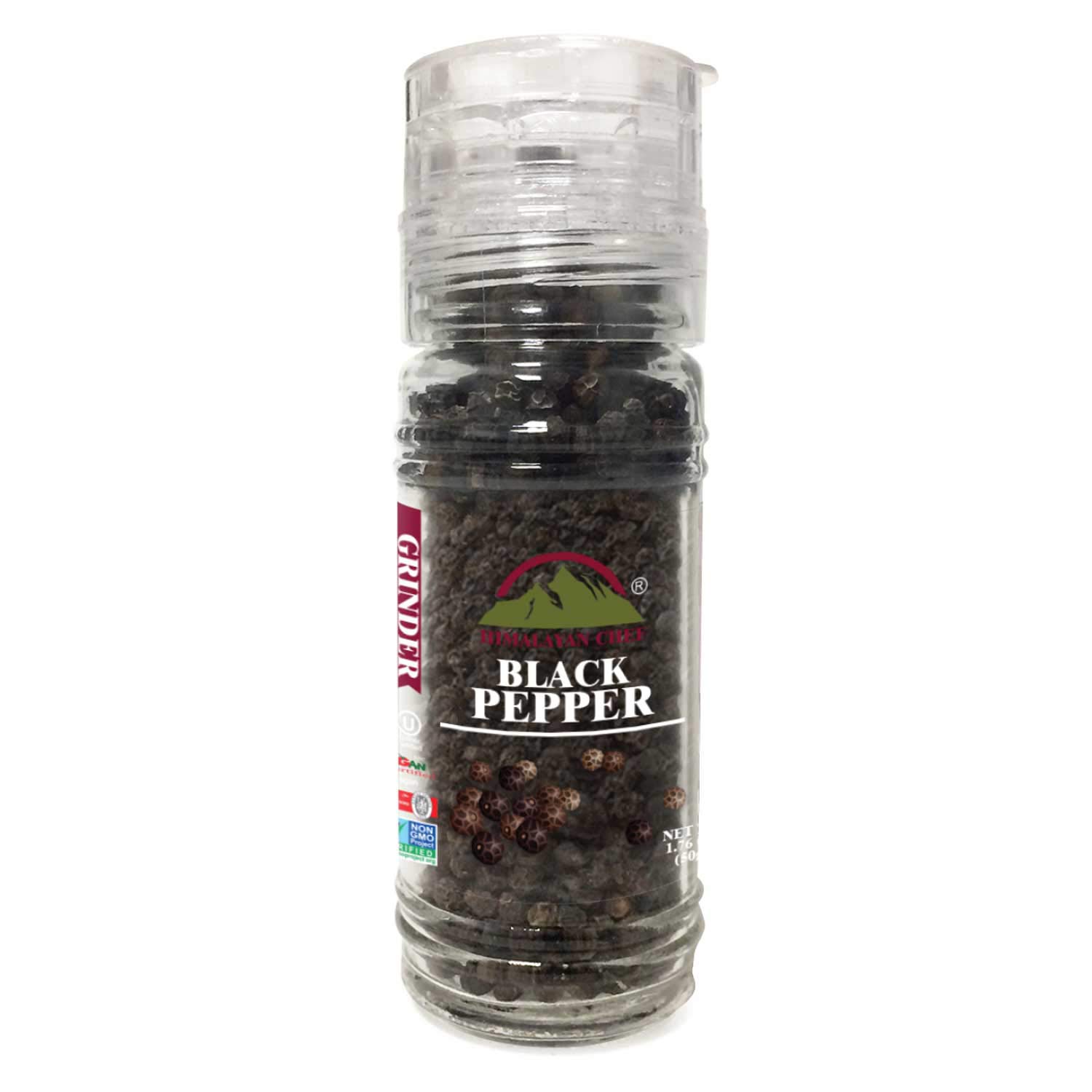 Premium Himalayan Chef Black Pepper Grinder - 1.76 oz (50g) Coarse Ground Spice for Cooking, Grilling & Seasoning - Ideal for Steak, Salad & Pasta Dishes