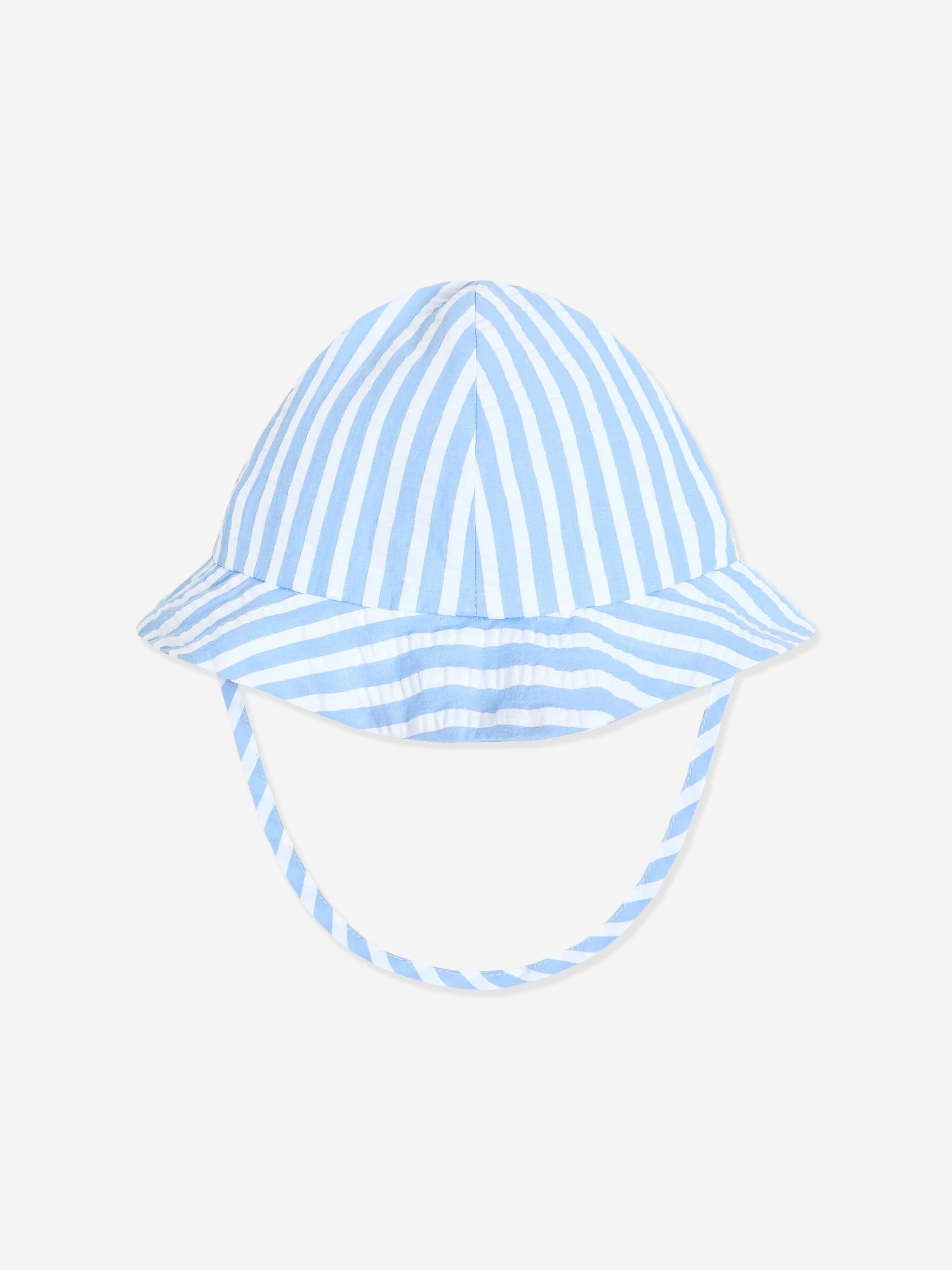 Blue Striped Seersucker Hat for Baby Boys - Perfect for Summer Outings & Photoshoots