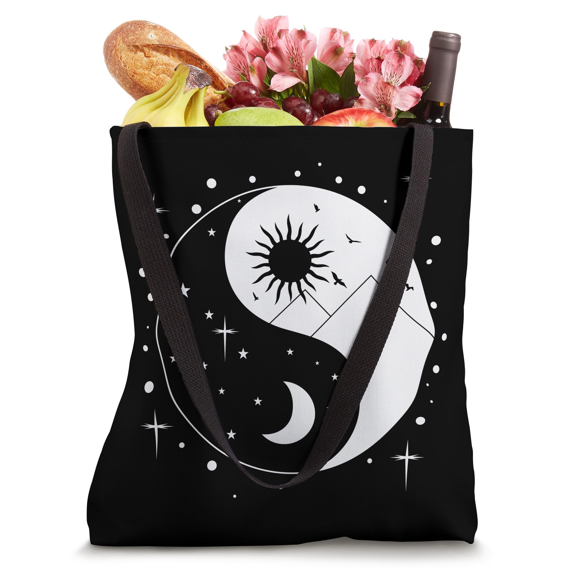 Yin and Yang Tote Bag - Stylish Cotton Canvas Shoulder Bag for Women & Men - Perfect for Work, Gym, Shopping & Travel Accessories