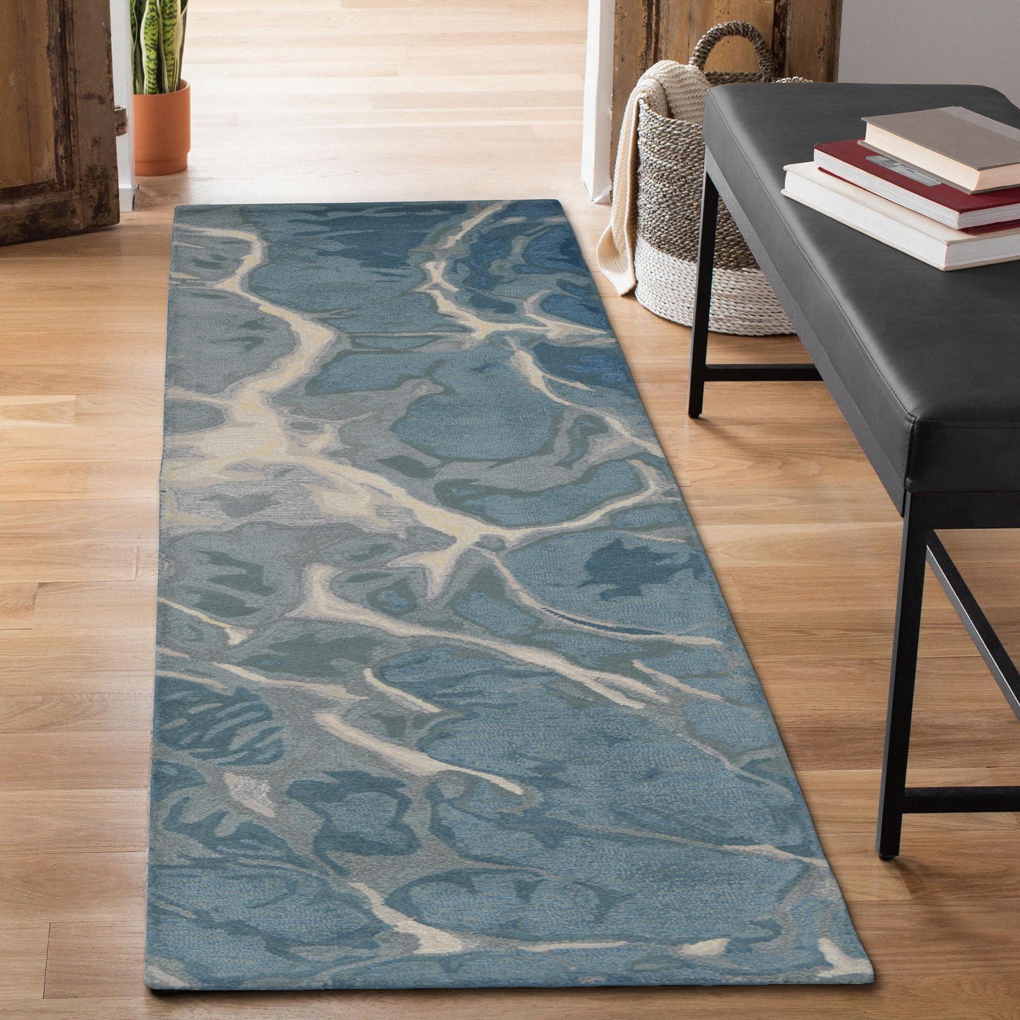 Liora Manne 9146/03 Corsica Water Blue Indoor Runner Rug - 2' x 7'6