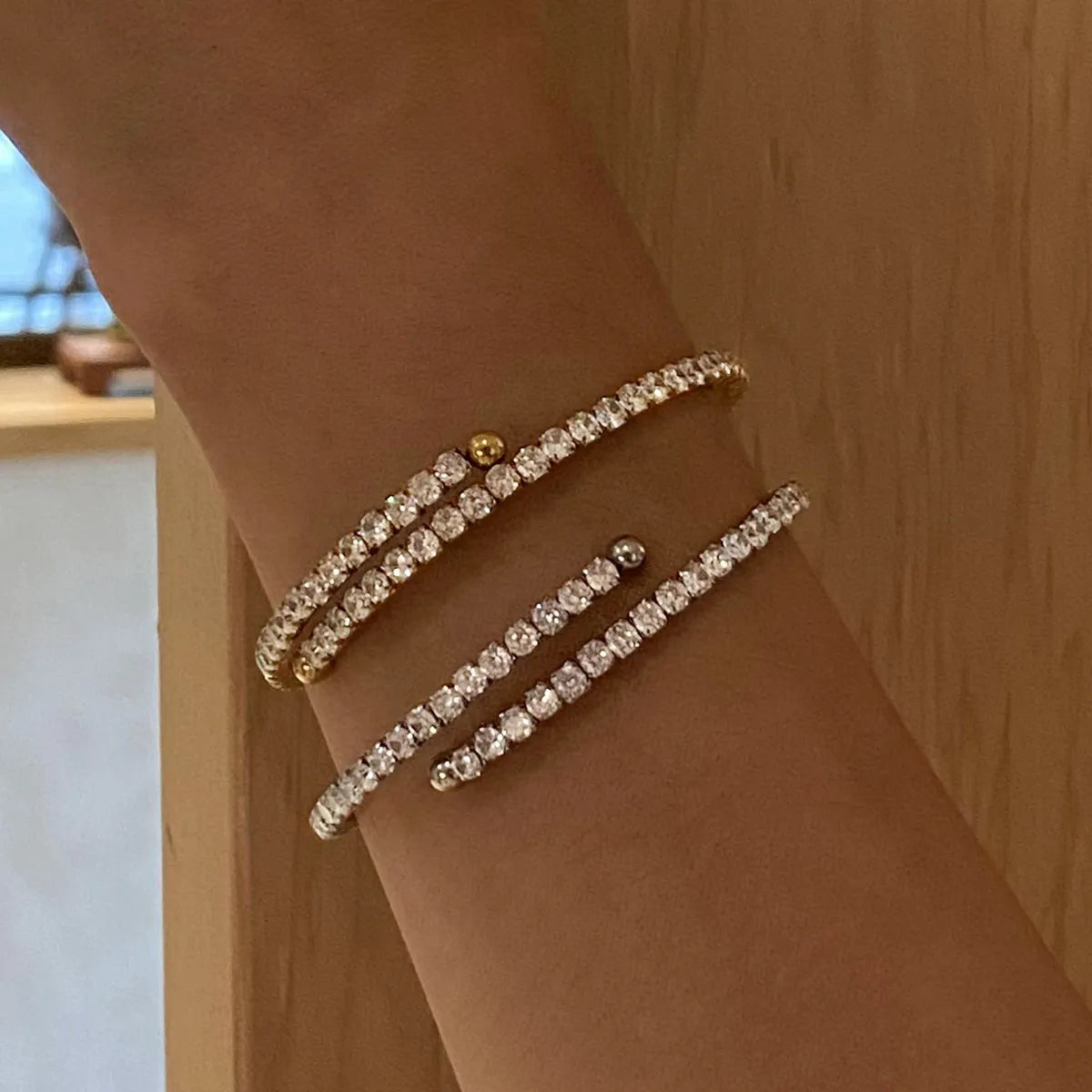 2 Piece Inlaid Zircon Bracelet Set for Women - Elegant Cubic Zirconia Jewelry Gift for Birthday, Anniversary & Special Occasions - Perfect for Parties, Weddings & Evening Events