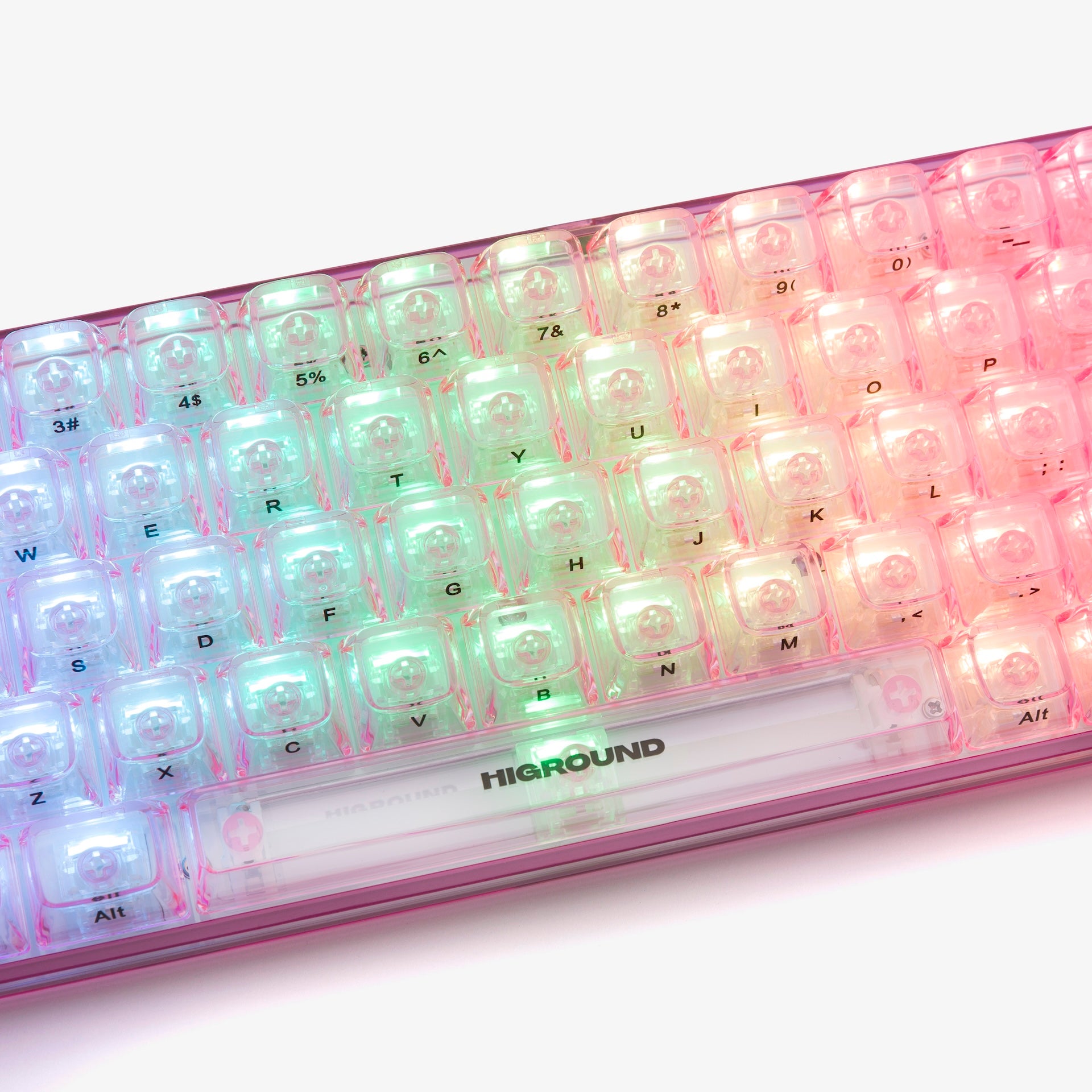 Clear Rose Quartz Basecamp 65 Mechanical Keyboard with Silent Glacier Switches - Compact 65% Layout for Gaming, Typing & Office Work