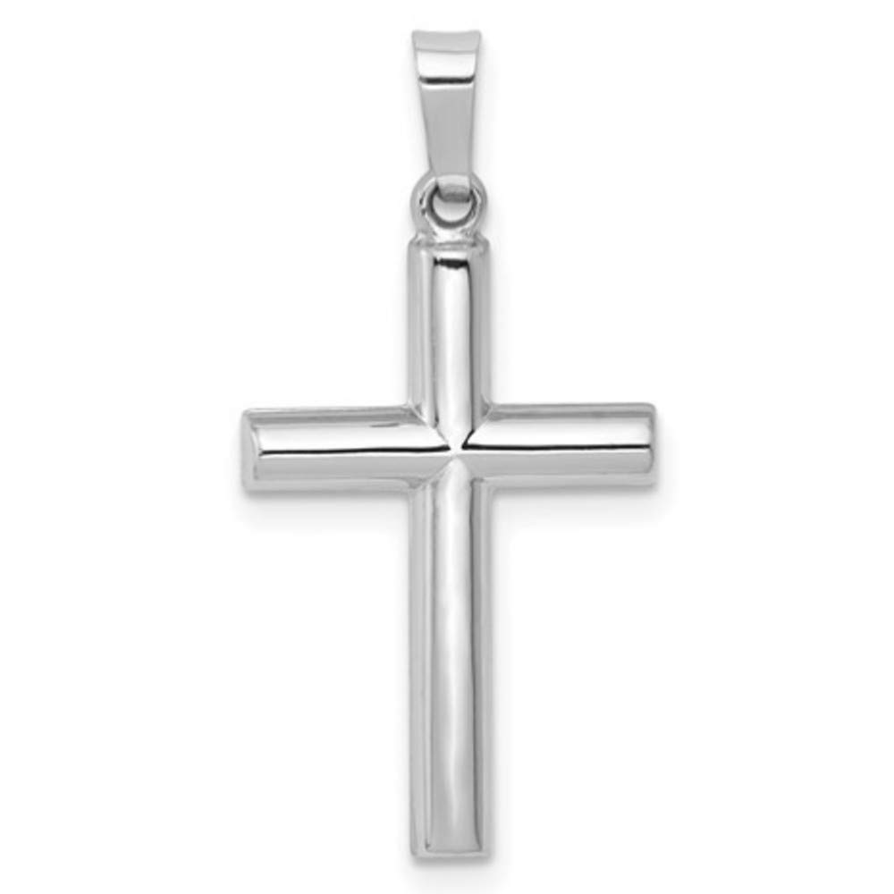 14K Yellow Gold, White Gold & Rose Gold Polished Tube Cross Pendant Necklace - Religious Jewelry for Women & Men - Perfect for Gifts, Baptism, Weddings & Everyday Wear
