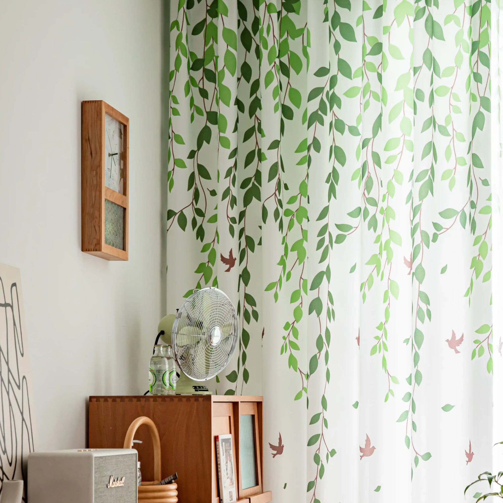 Rustic Farmhouse Green Willow Custom Curtains - Handmade Linen Drapes for Living Room, Bedroom & Kitchen - Light Filtering & Privacy Sheer Window Treatments
